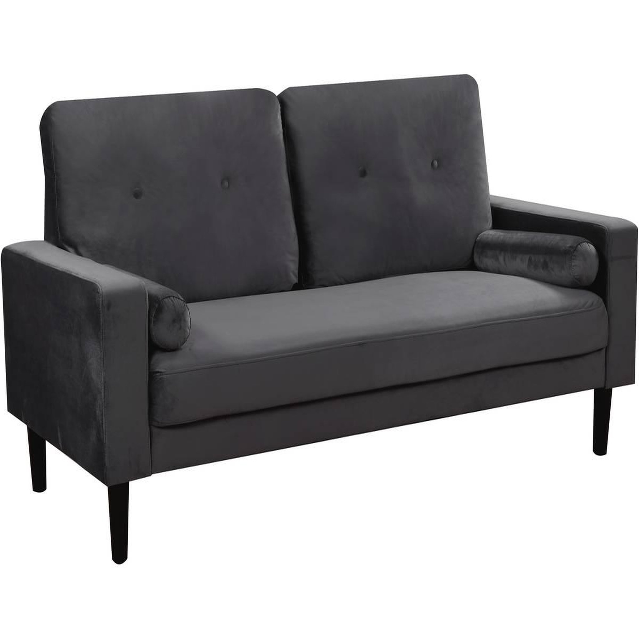 Voir la diapositive 1 : Habitat et Jardin Canapé droit fixe en velours  Monika  - 3 places - Gris
