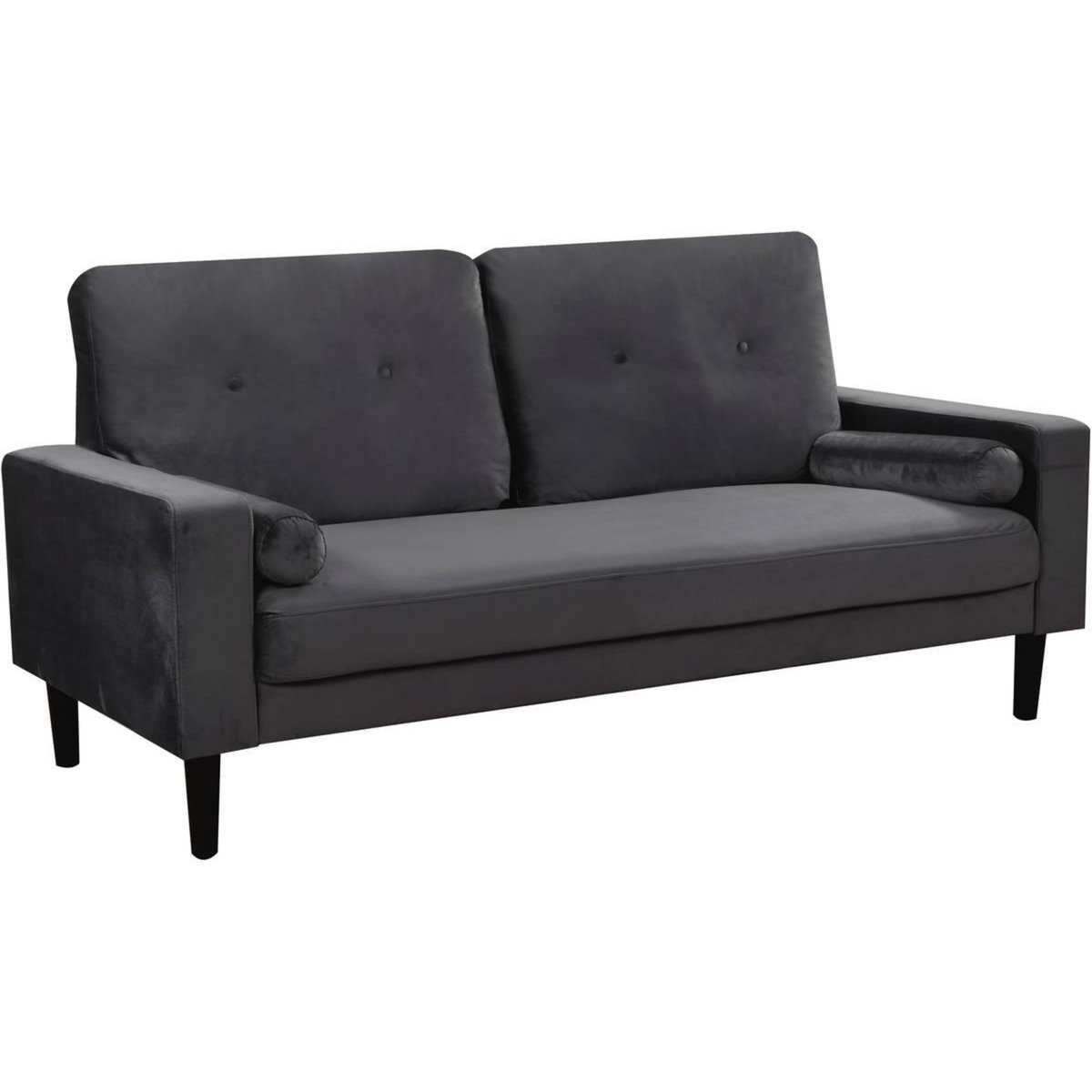 Habitat et Jardin Canapé droit fixe en velours  Monika  - 3 places - Gris