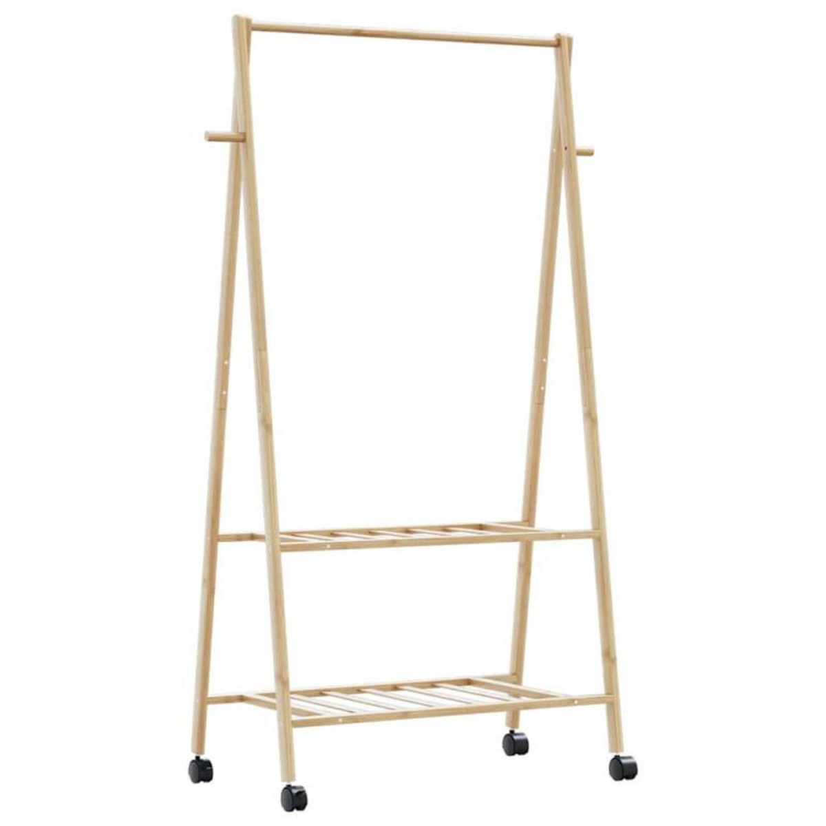 VIDAXL Porte vêtements et étagères et roulettes 96x45,5x155,5cm bambou