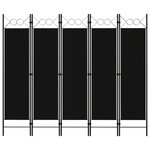 VIDAXL Cloison de separation 5 panneaux Noir 200x180 cm