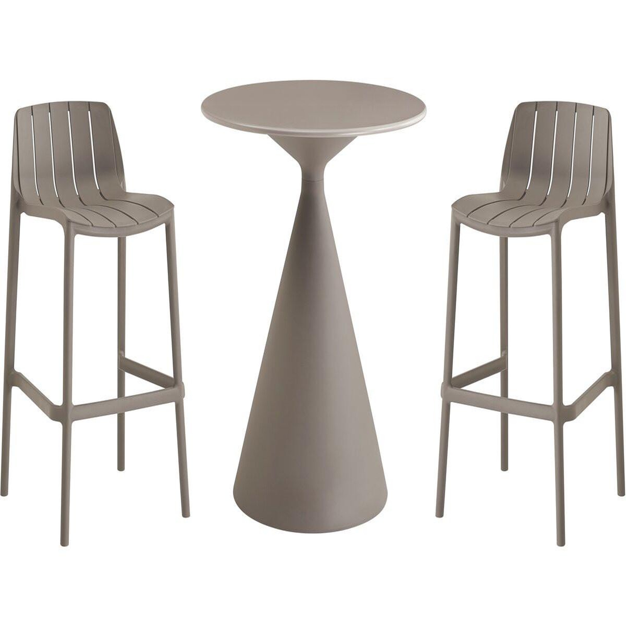 Habitat et Jardin Table et chaises hautes de bistrot empilables  vaena  - 2 places - taupe