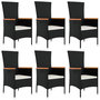 Voir la diapositive 4 : VIDAXL Ensemble a manger de jardin coussins 7pcs Noir Resine tressee