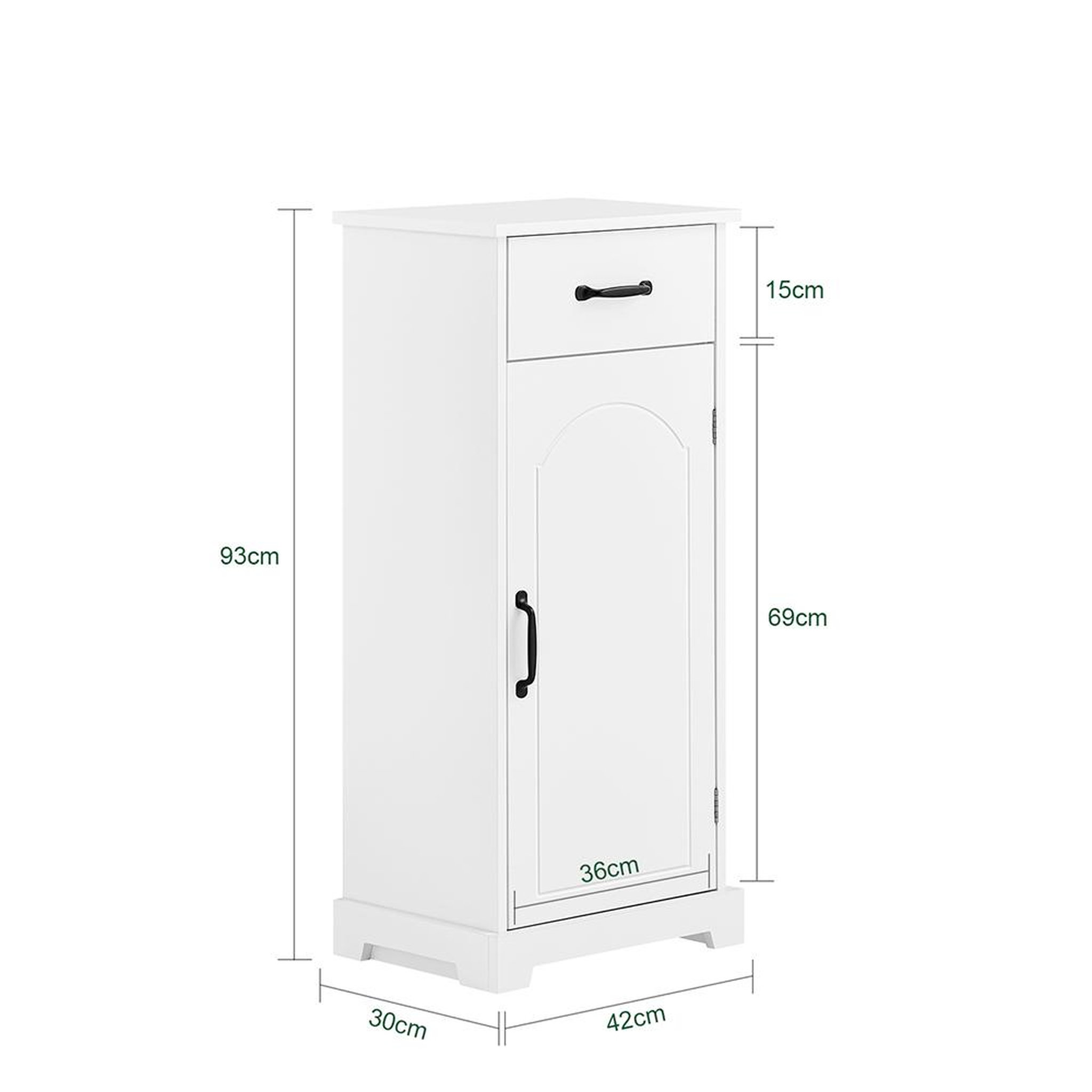 Voir la diapositive 3 : SOBUY SoBuy - Meuble de salle de bain bas avec un tiroir - Blanc - 42x30x93cm - Classique - BZR207-W
