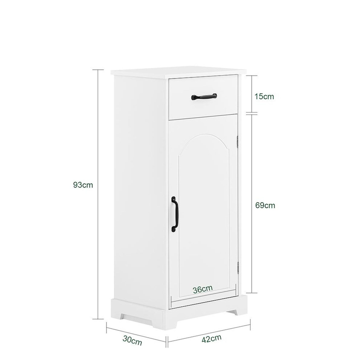 SOBUY SoBuy - Meuble de salle de bain bas avec un tiroir - Blanc - 42x30x93cm - Classique - BZR207-W