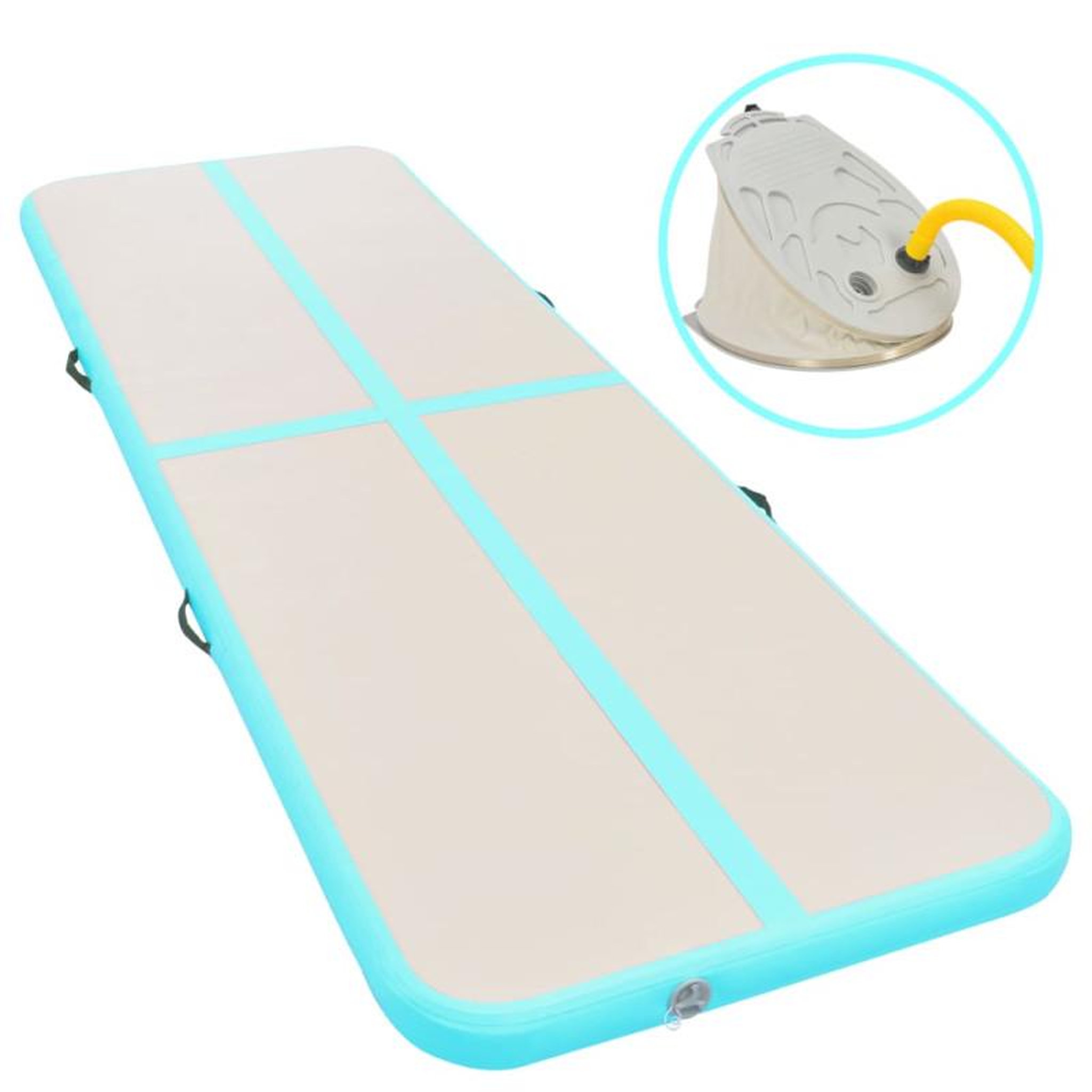 VIDAXL Tapis gonflable de gymnastique avec pompe 500x100x10cm PVC Vert