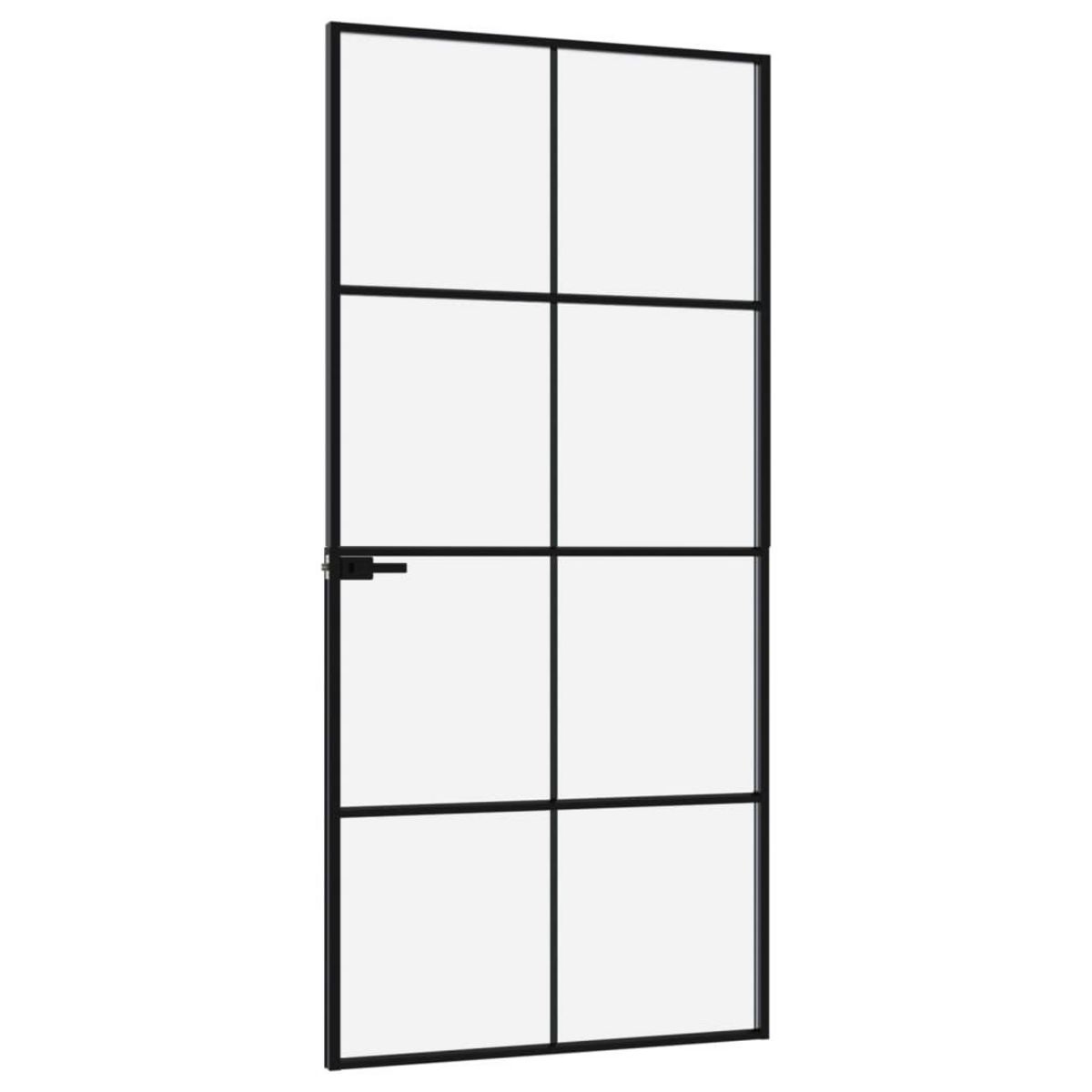 VIDAXL Porte d'interieur Noir 93x201,5 cm Trempe verre aluminium fin
