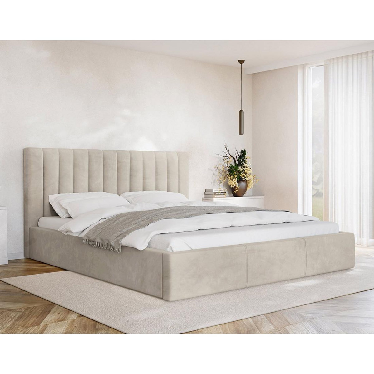 BEST MOBILIER Rosario - lit coffre - 160x200 - sommier inclus - en velours