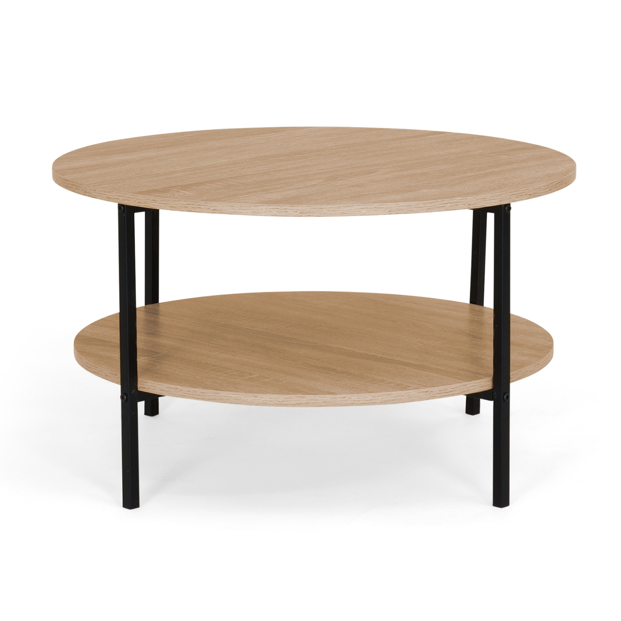 Voir la diapositive 3 : ID MARKET Table basse double plateau rond detroit 70 cm design industriel