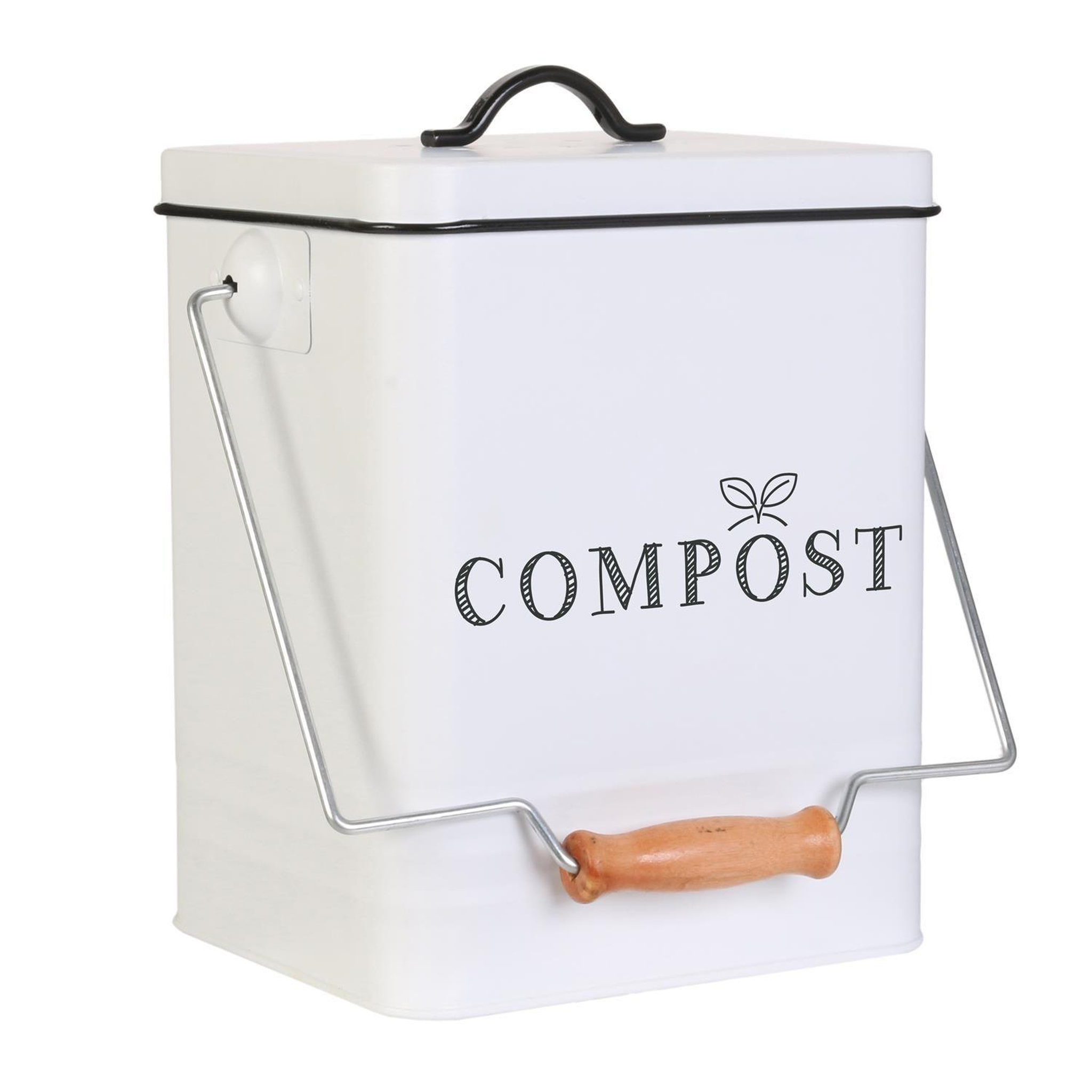 Je cherche une idee Poubelle de compostage 5 l en métal - blanc