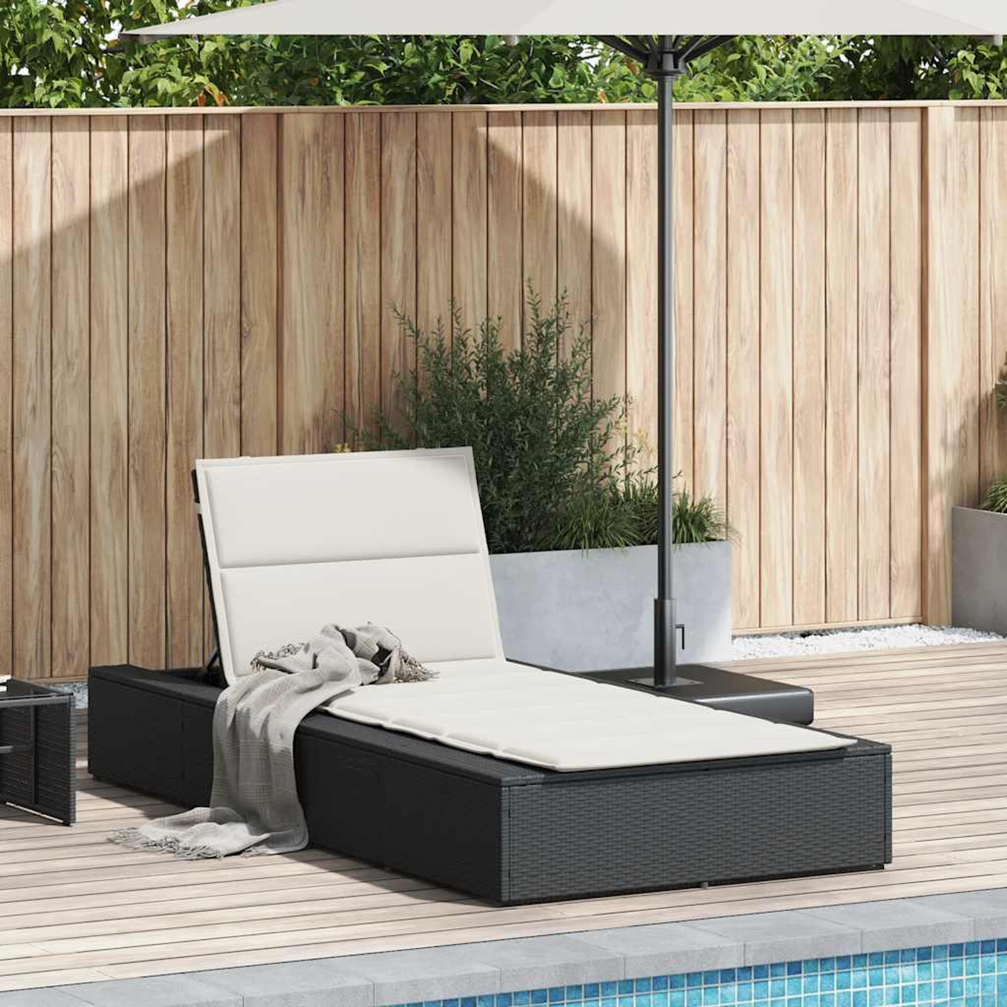 Voir la diapositive 2 : VIDAXL Transat avec coussin flottant noir resine tressee