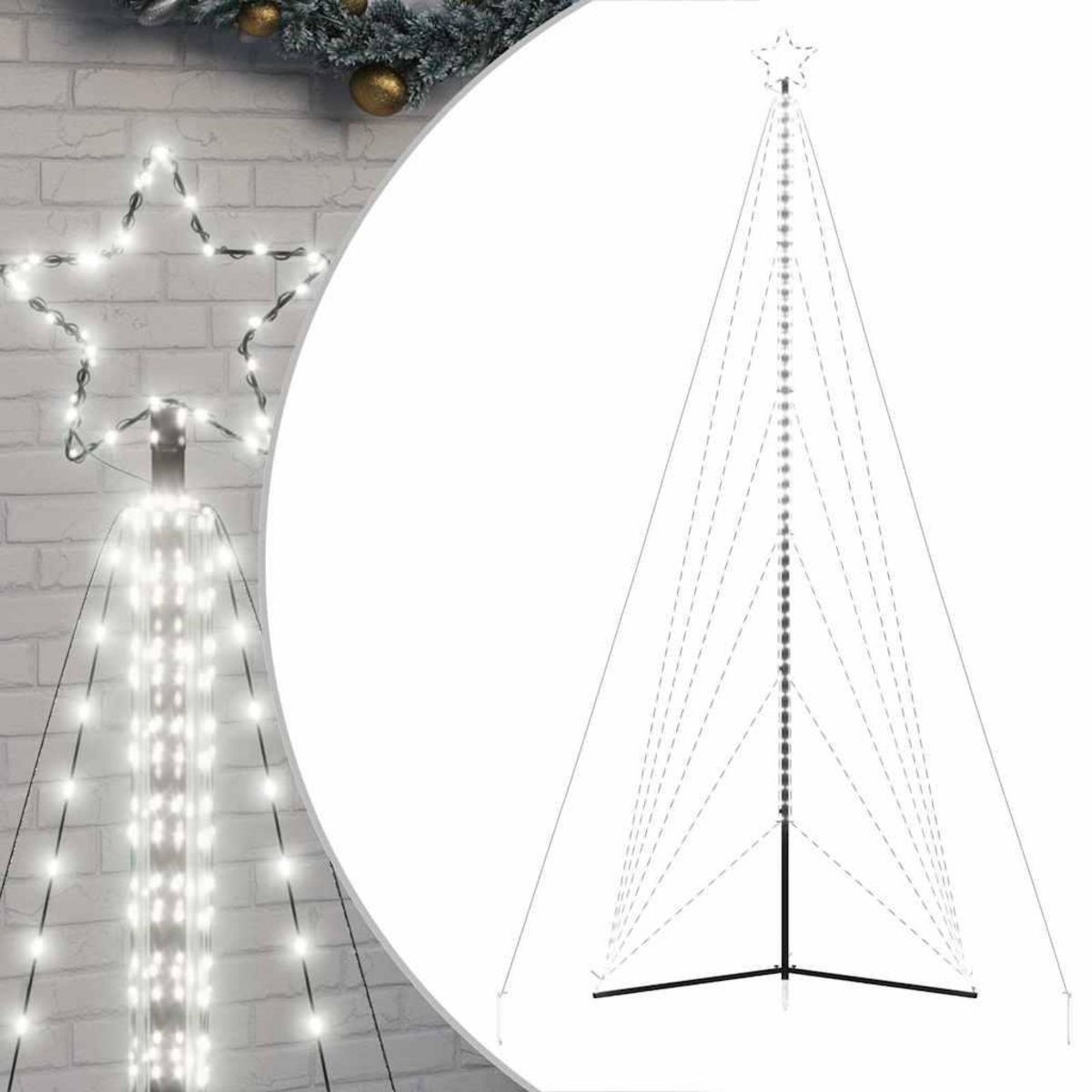 VIDAXL Sapin de Noël a LED 861 LED blanc froid 478 cm