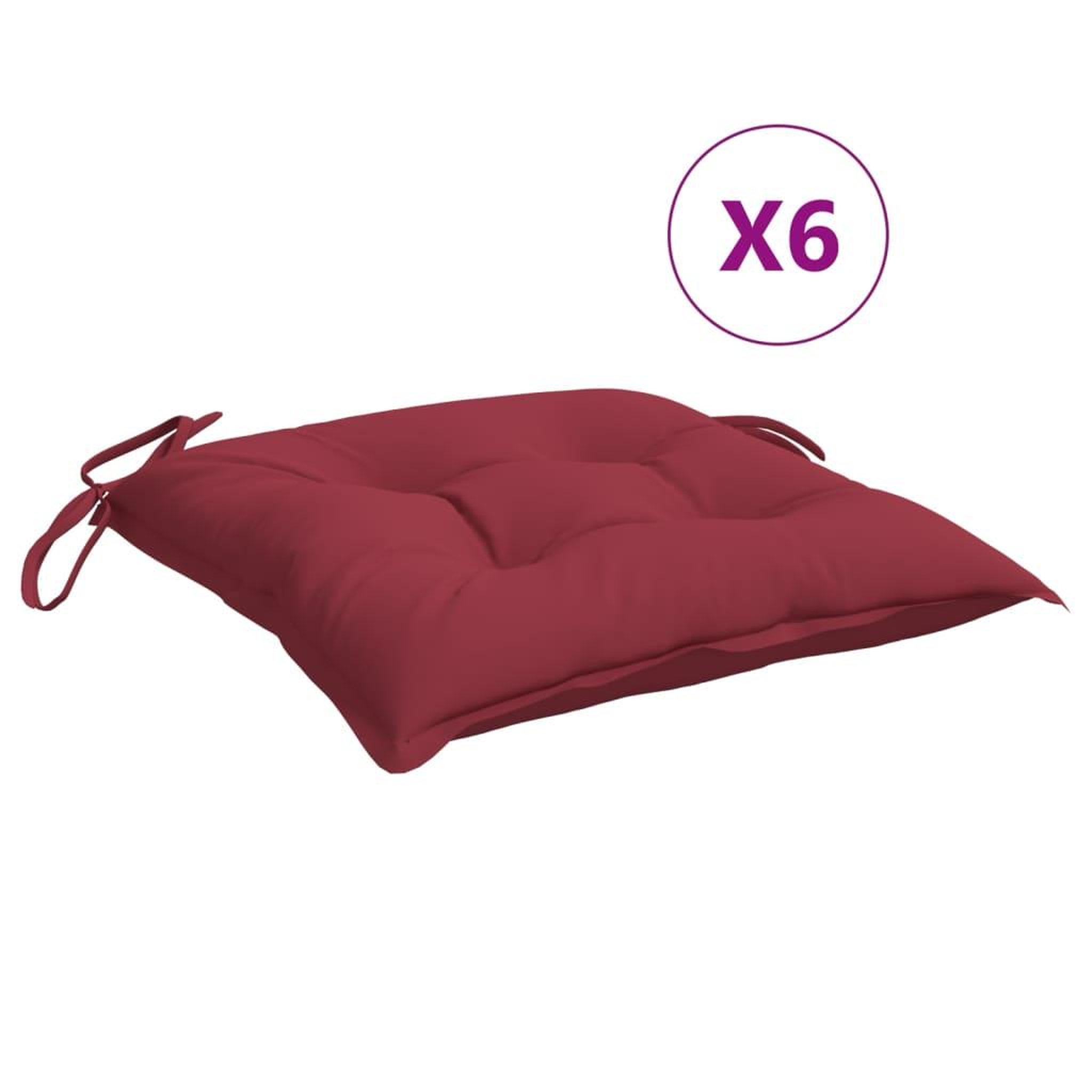 Voir la diapositive 2 : VIDAXL Coussins de palette lot de 6 rouge bordeaux 50x50x7 cm