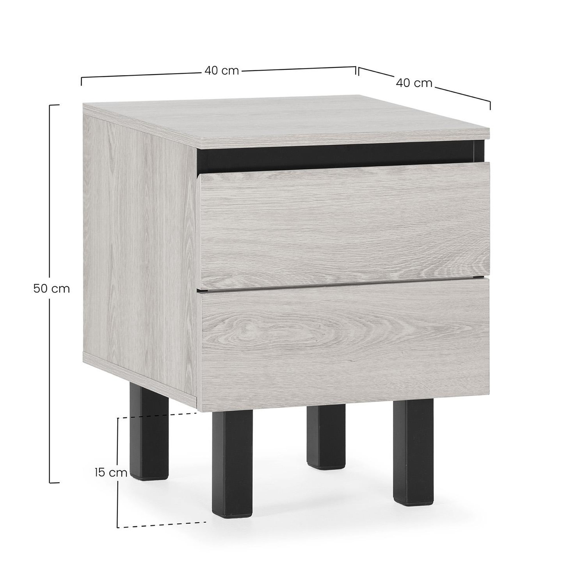 Voir la diapositive 6 : VS VENTA-STOCK Table de chevet Molina 2 tiroirs couleur chêne