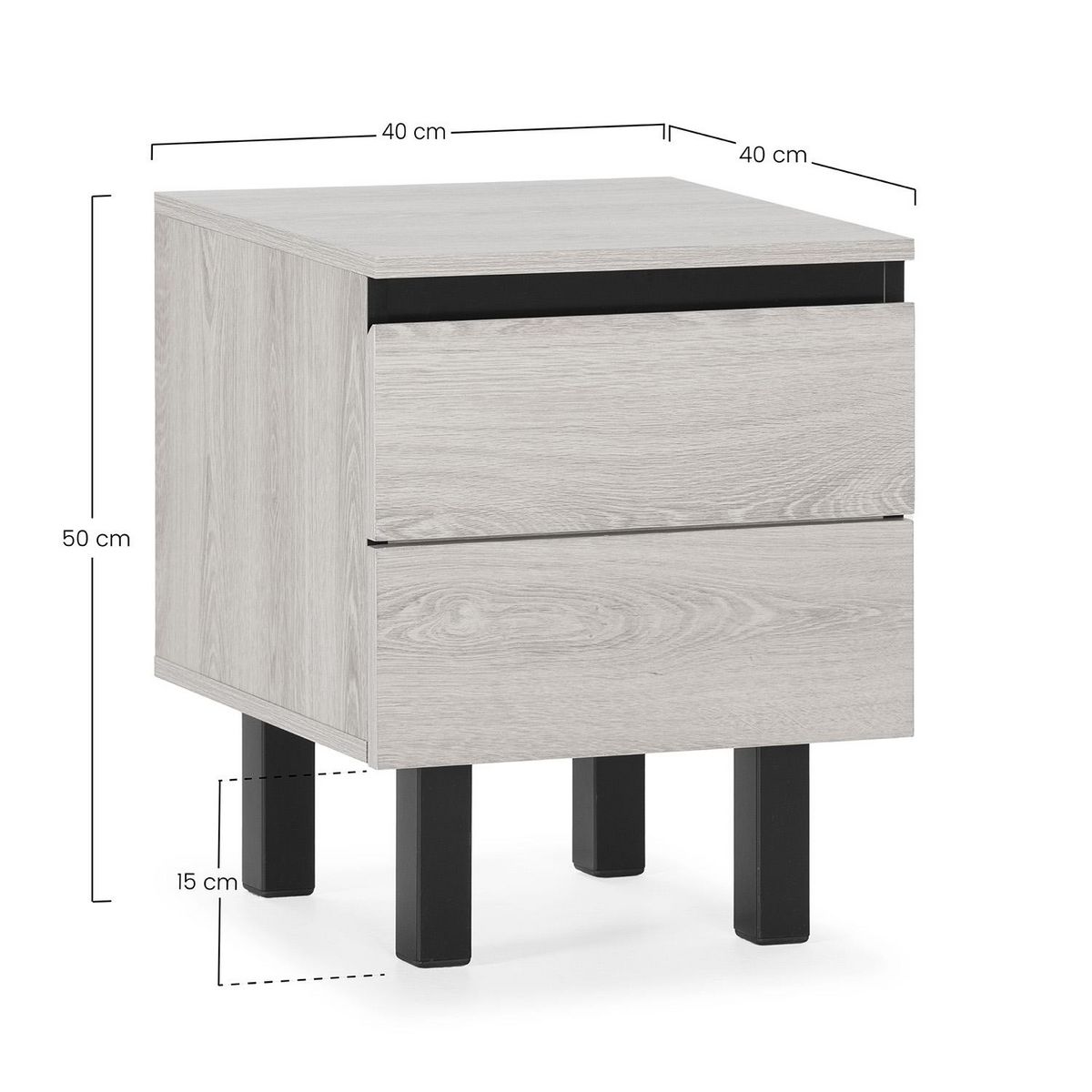 VS VENTA-STOCK Table de chevet Molina 2 tiroirs couleur chêne