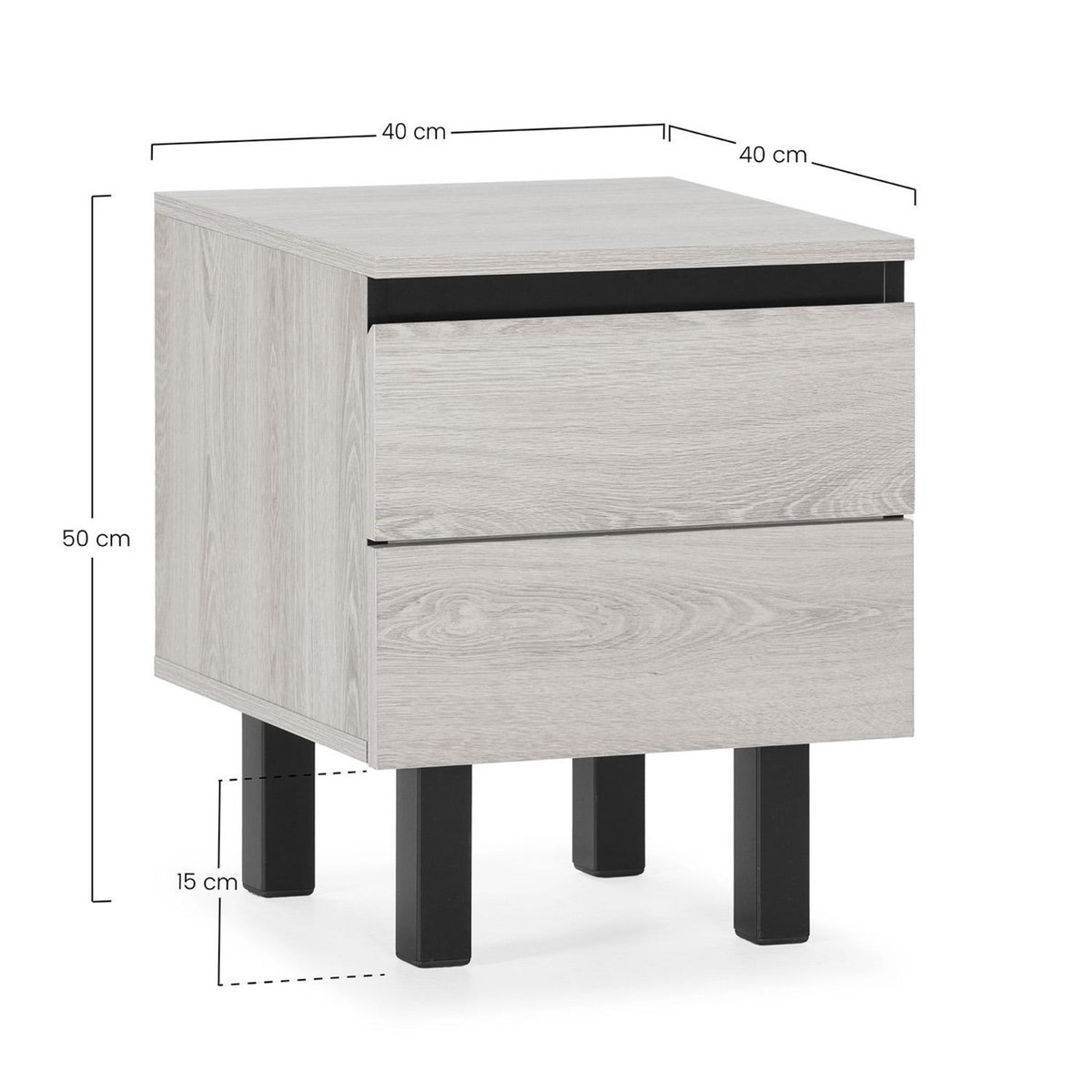 VS VENTA-STOCK Table de chevet Molina 2 tiroirs couleur chêne