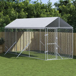 VIDAXL Chenil d'exterieur pour chiens avec toit argente 2x6x2,5 m