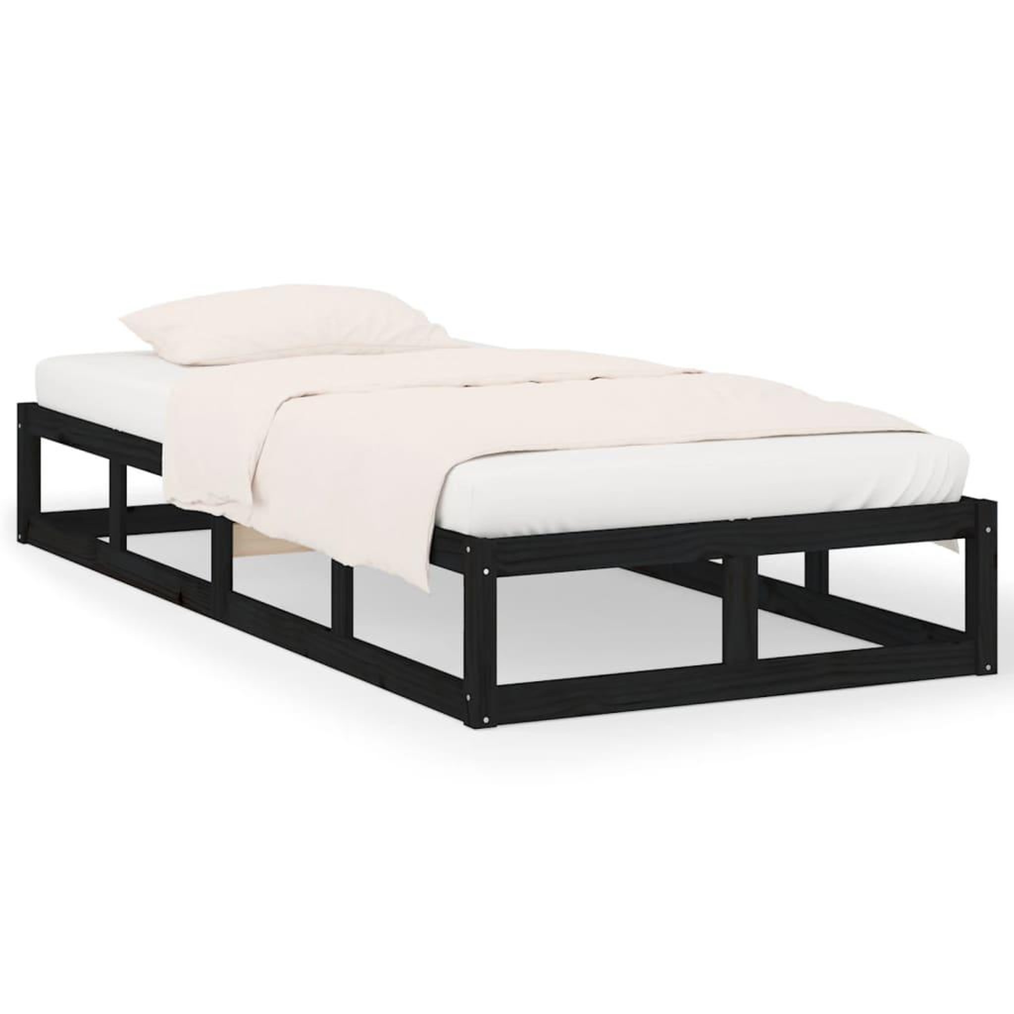 Voir la diapositive 2 : VIDAXL Cadre de lit sans matelas noir 75x190 cm bois massif