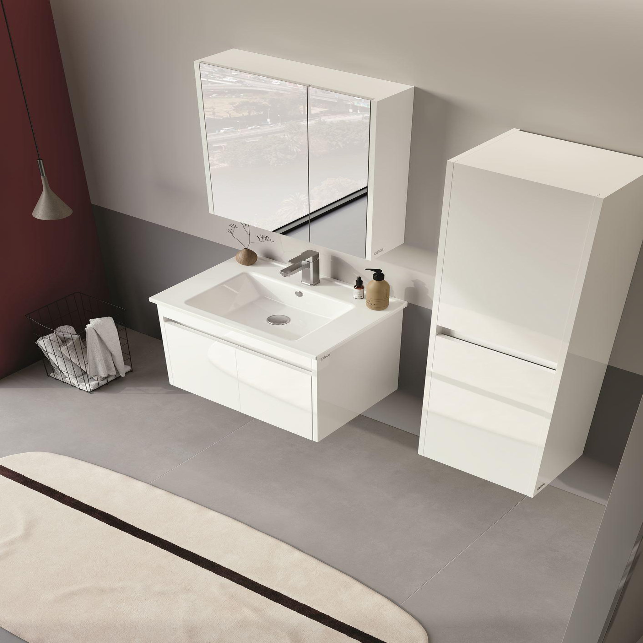 Voir la diapositive 4 : Habitat et Jardin Meuble salle de bain avec miroir  arno 60  - 60 x 16 x 66 cm - white