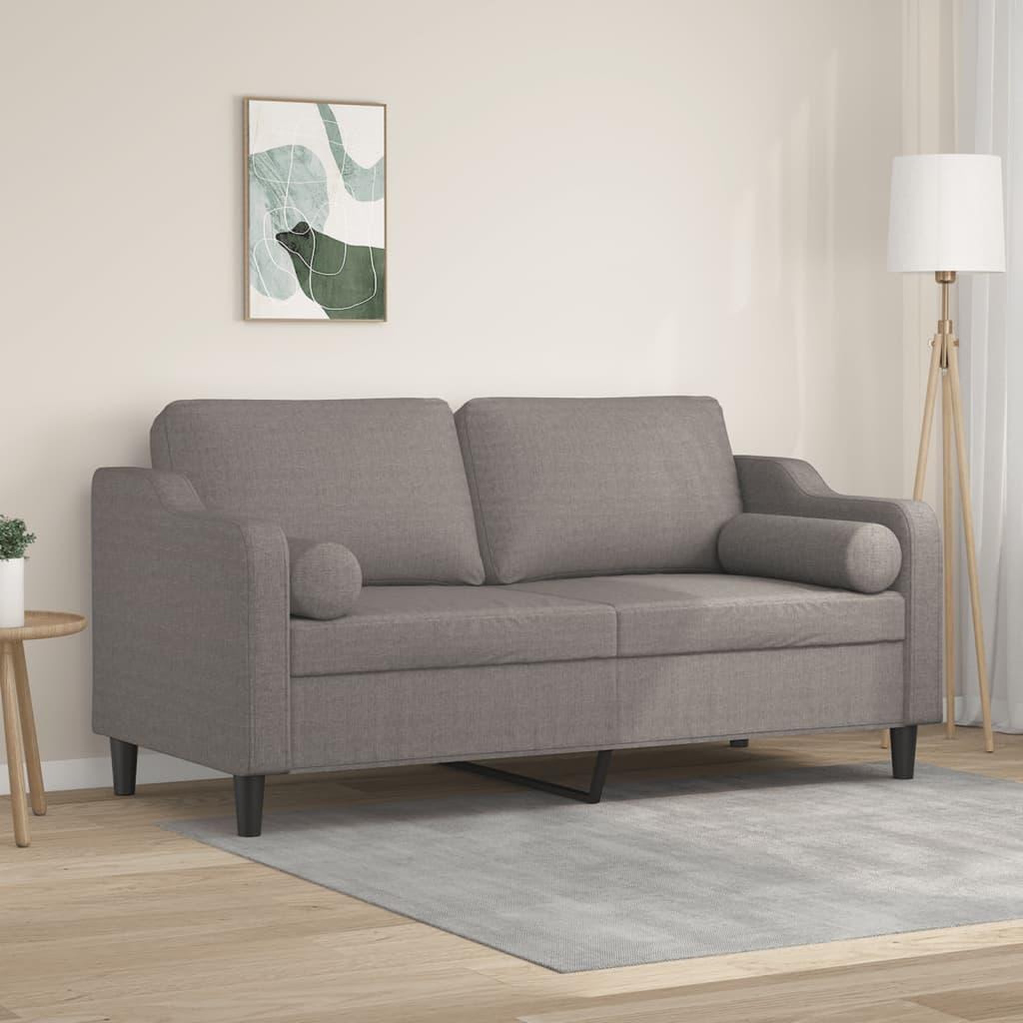 VIDAXL Canape 2 places avec oreillers decoratifs taupe 140 cm tissu