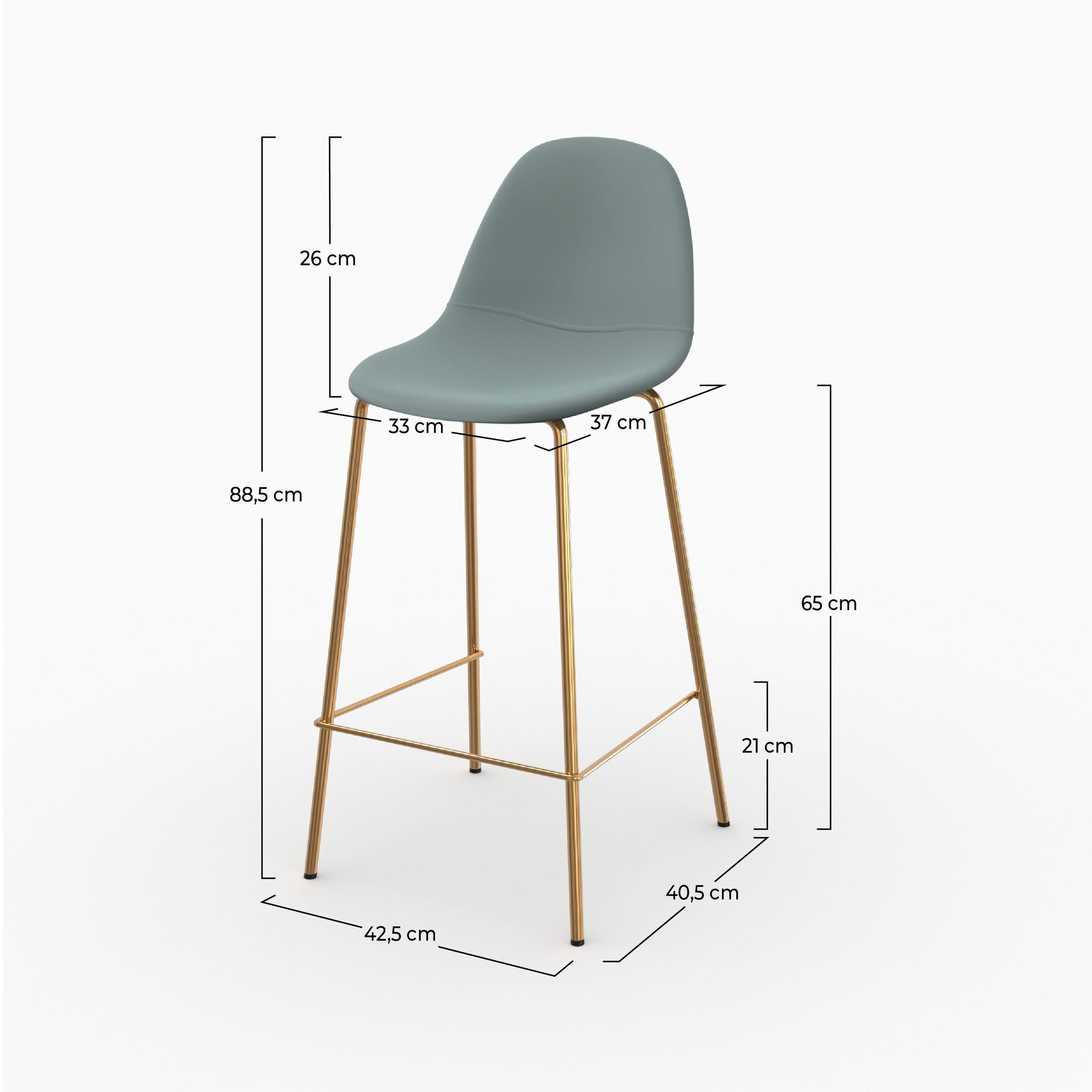 Voir la diapositive 4 : MAISON PAVANE Lot de 2 chaises pour îlot central 65 cm en cuir synthétique vert-henrik