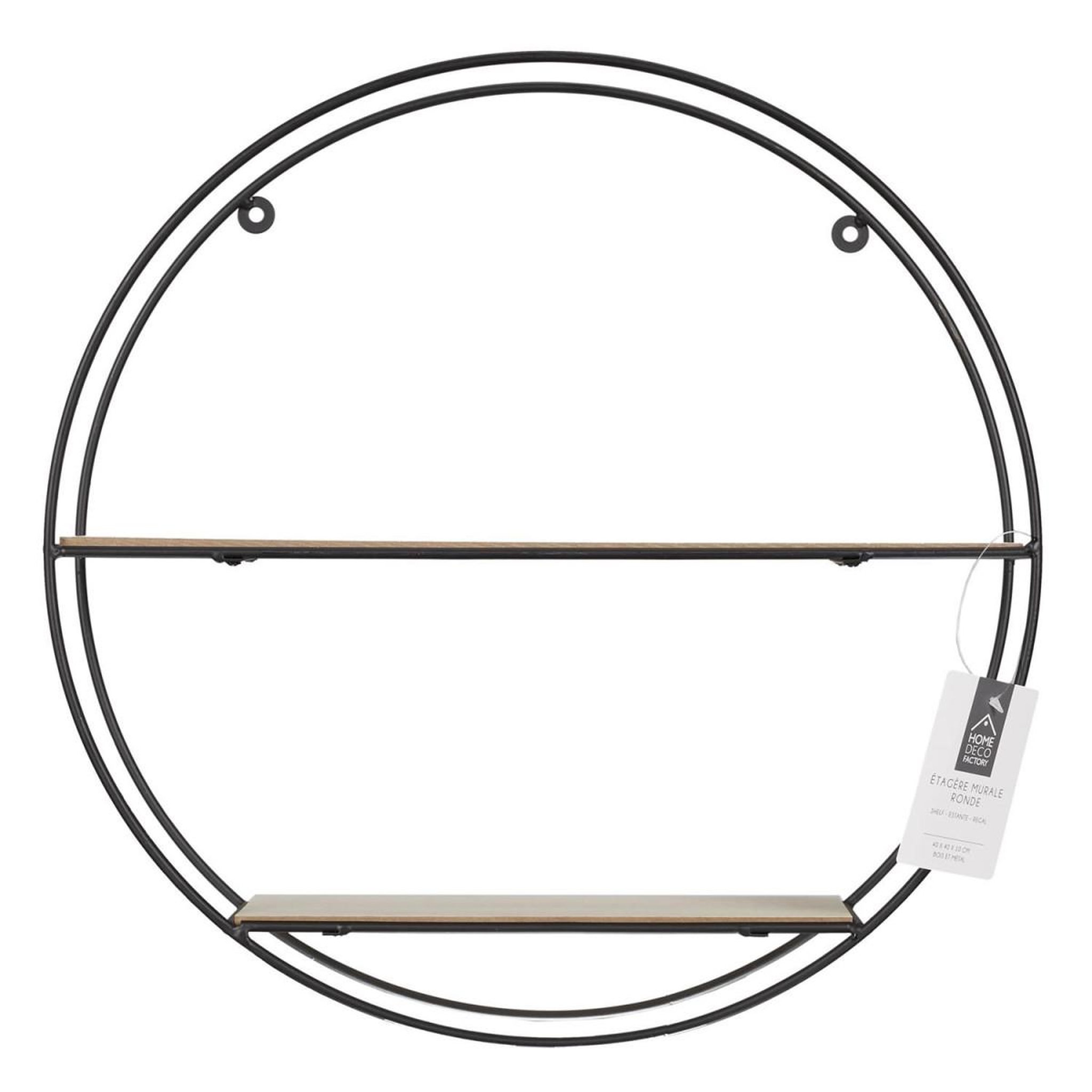 Voir la diapositive 2 : The Home Deco Factory Étagère murale design  2 niveaux  40cm naturel