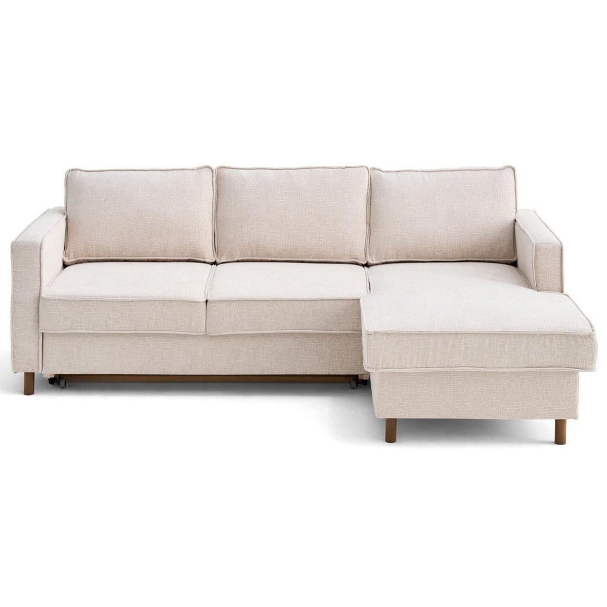 LISA DESIGN Jake - canapé d'angle droit 4 places convertible avec coffre en tissu velours relief