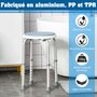 Voir la diapositive 6 : HOMCOM Tabouret de douche siège de douche - hauteur réglable, pivotant 360° - alu PP blanc bleu