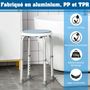 Voir la diapositive 6 : HOMCOM Tabouret de douche siège de douche - hauteur réglable, pivotant 360° - alu PP blanc bleu
