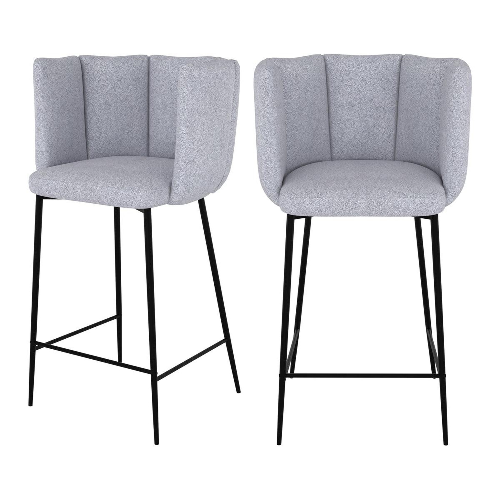 MAISON PAVANE Lot de 2 chaises pour îlot central 67 cm en tissu gris clair-rosy