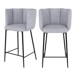 MAISON PAVANE Lot de 2 chaises pour îlot central 67 cm en tissu gris clair-Rosy