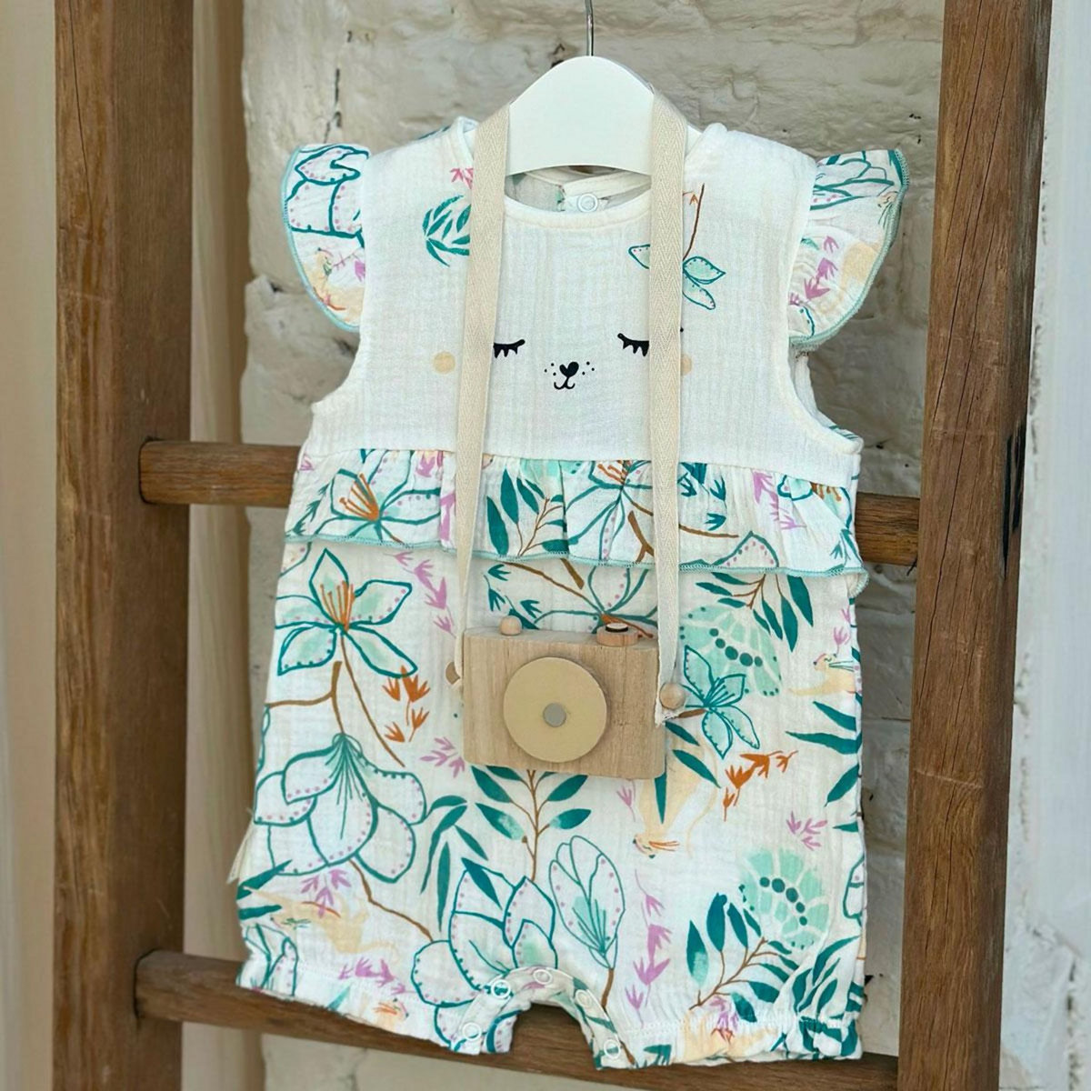 Petit Béguin Barboteuse bébé en gaze de coton Patroika