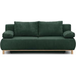 MARKET24 Banquette convertible 3 places MIKA - Velours côtelé Vert foret - Coffre de rangement - L 192 x H 84 x P 93 cm