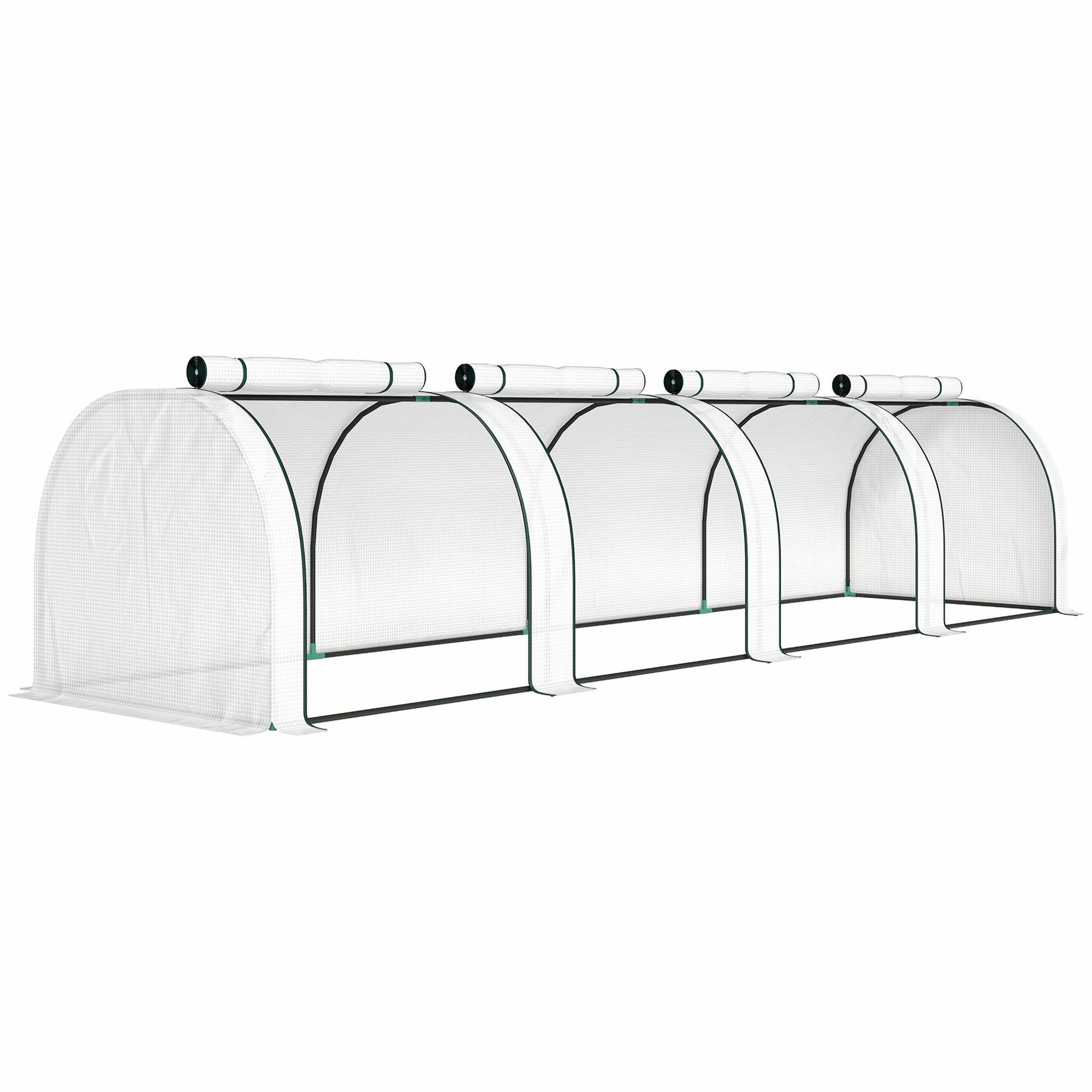 OUTSUNNY Mini serre de jardin serre à tomates 4 x 1 x 0,8 m 4 portes zippées