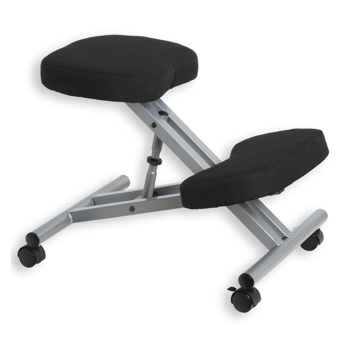 IDIMEX Tabouret ergonomique ROBERT siège ajustable repose genoux chaise de bureau sans dossier, en métal et assise rembourrée noir