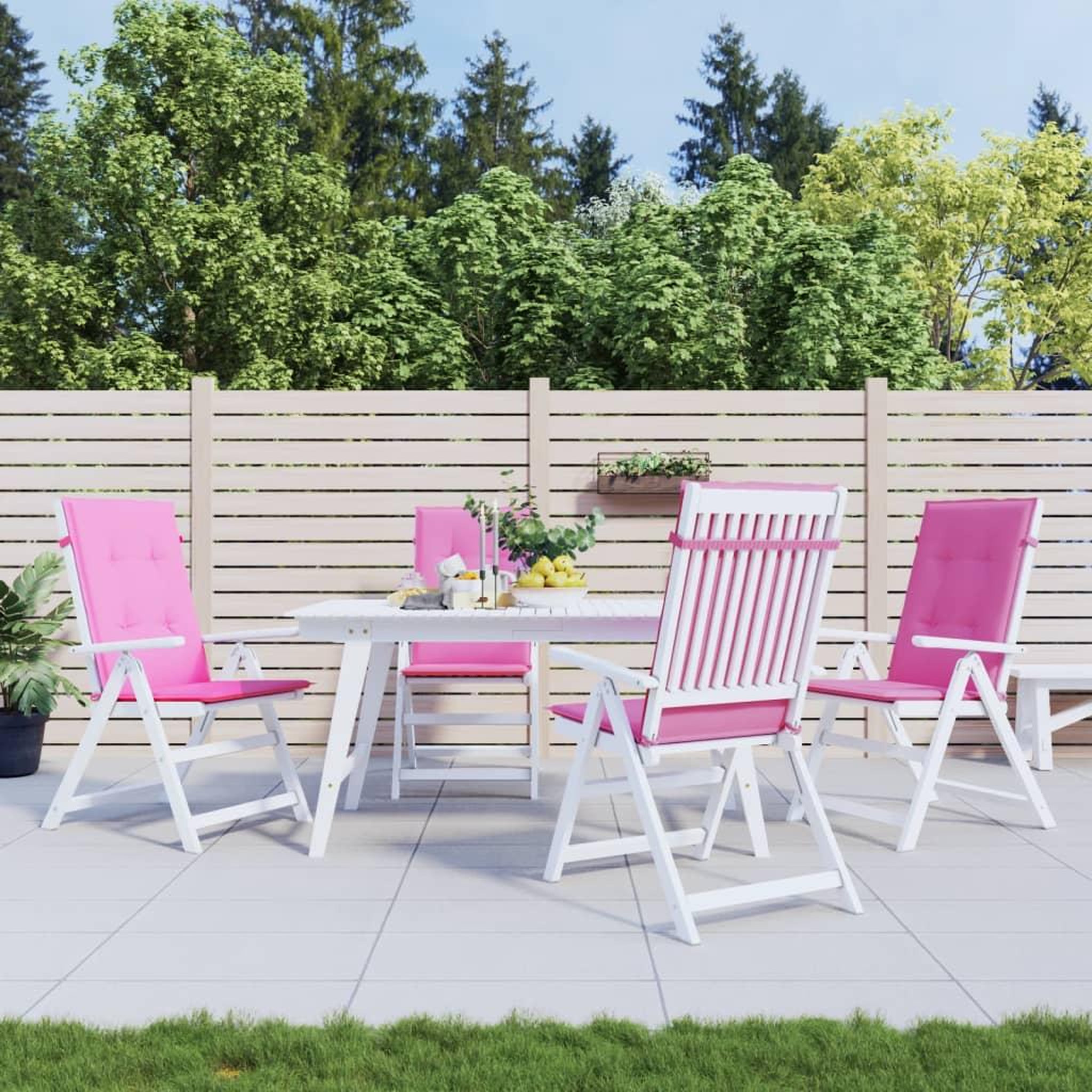 Voir la diapositive 1 : VIDAXL Coussins de chaise a dossier haut lot de 4 rose tissu
