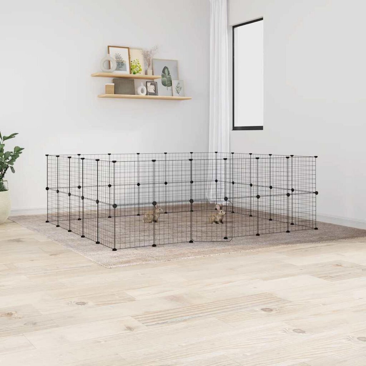 VIDAXL Cage animaux de compagnie a 44 panneaux et porte Noir 35x35 cm