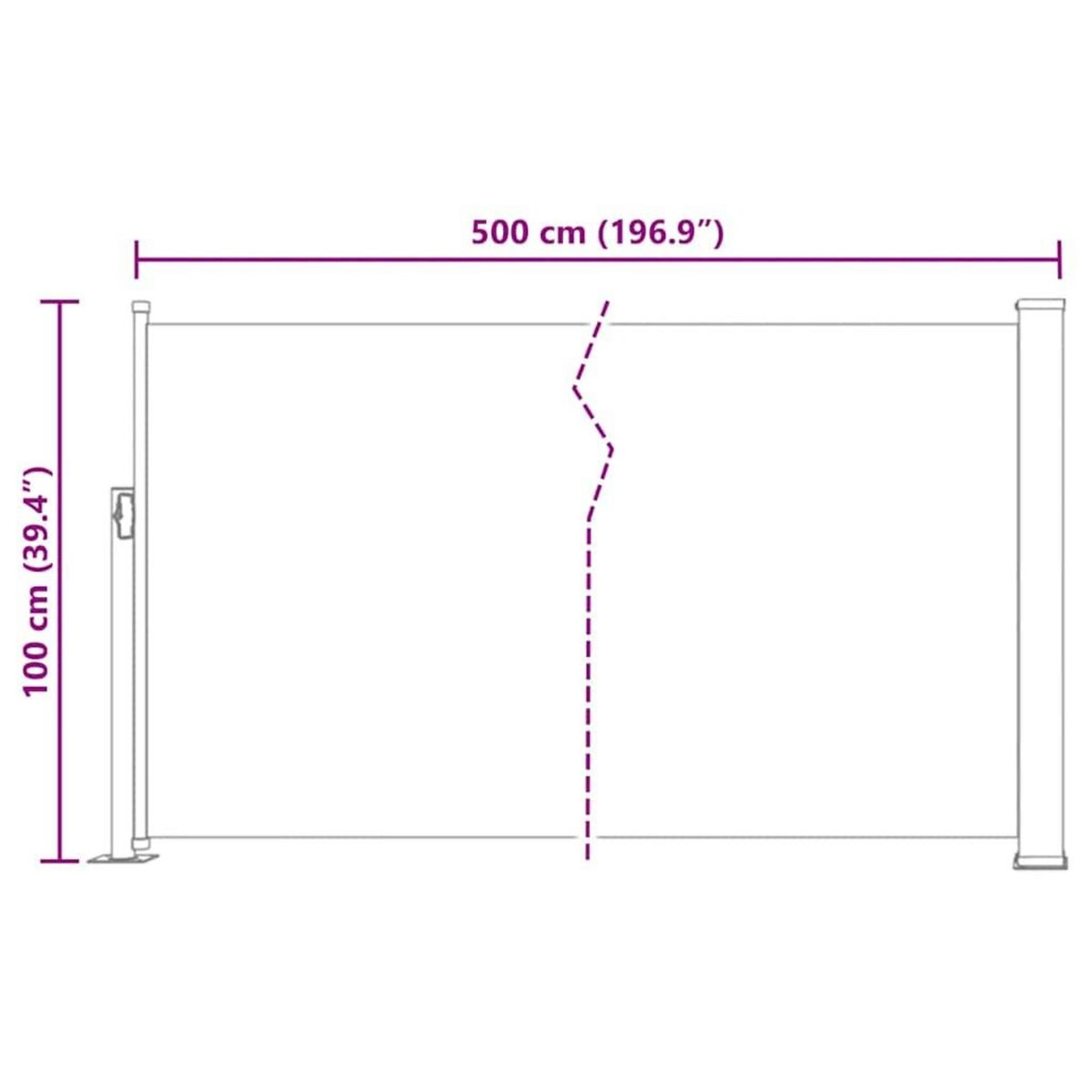 VIDAXL Auvent lateral retractable de patio 100x500 cm Marron