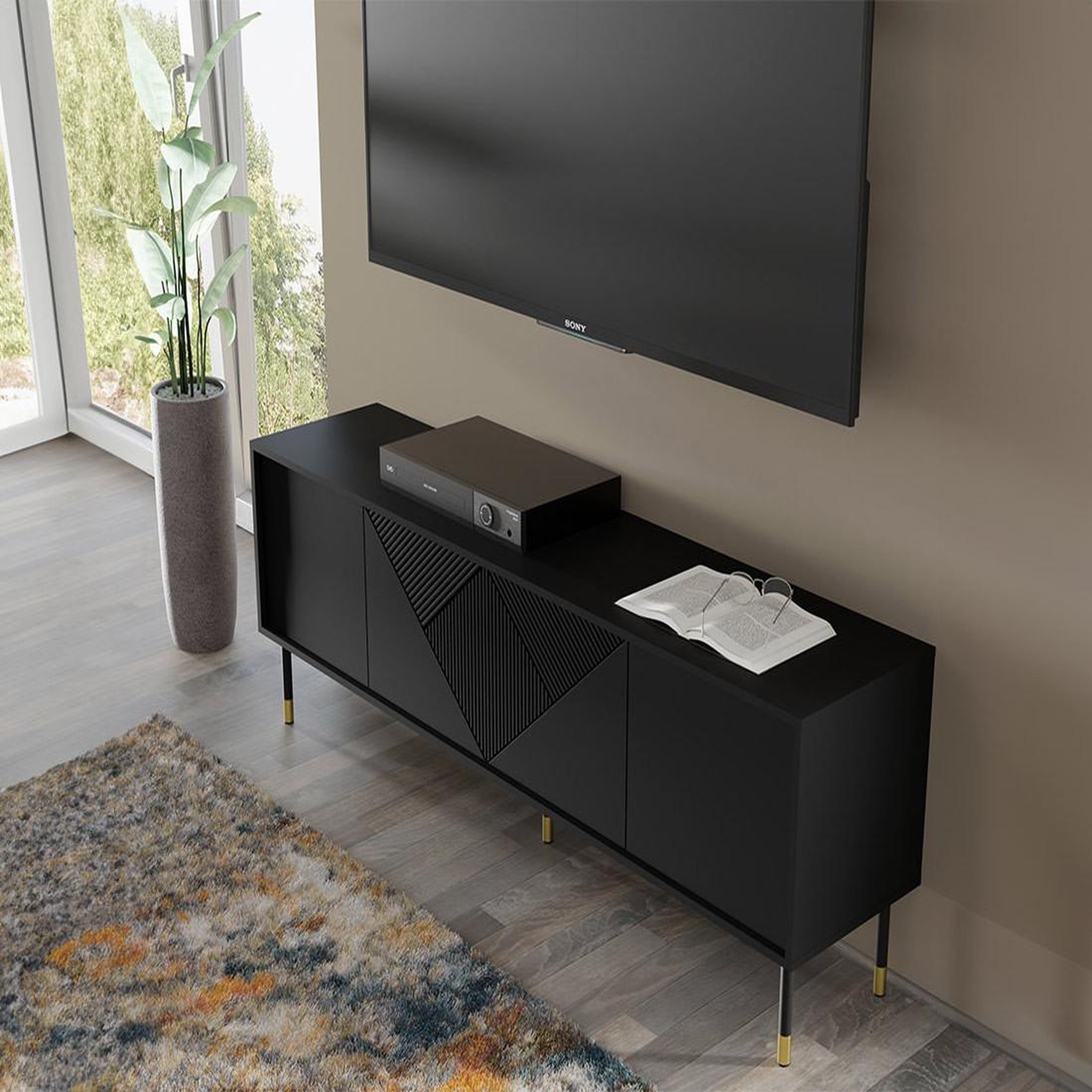 Voir la diapositive 4 : BEST MOBILIER Kirua - meuble tv - 4 portes - 180 cm