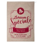 FEERIC LIGHT & CHRISTMAS Hotte de Noël Imprimée  Jute  70cm Rouge & Naturel