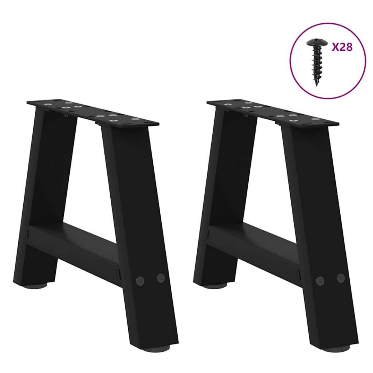 VIDAXL Pieds de table basse forme de A 2 pcs noir 50x(30-31) cm acier