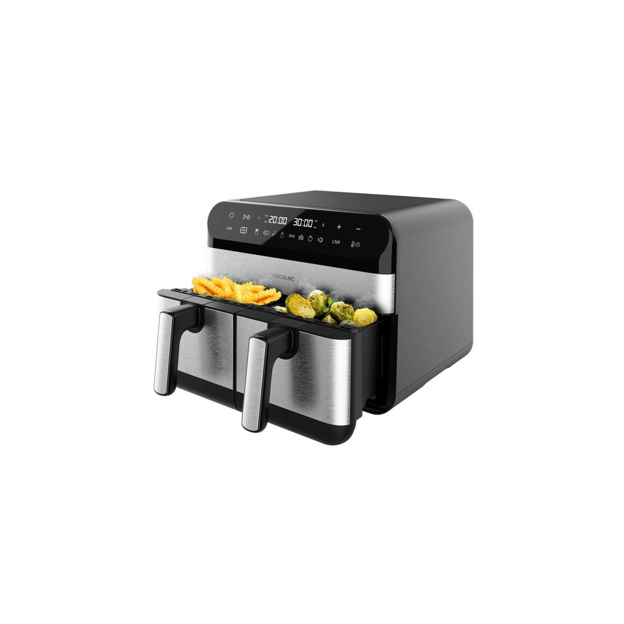 Voir la diapositive 3 : CECOTEC Friteuse à air chaud indépendante cecotec advance 9000 double 9 l 2800 w noir, acier inoxydable