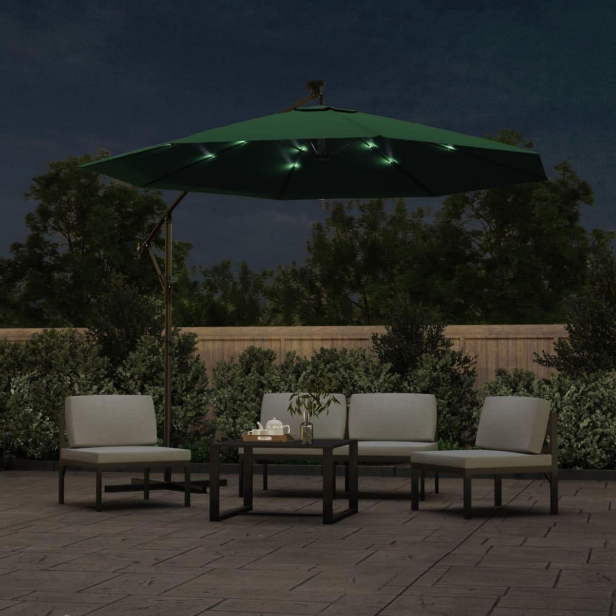 VIDAXL Parasol avec eclairage LED 300 cm Poteau en metal Vert