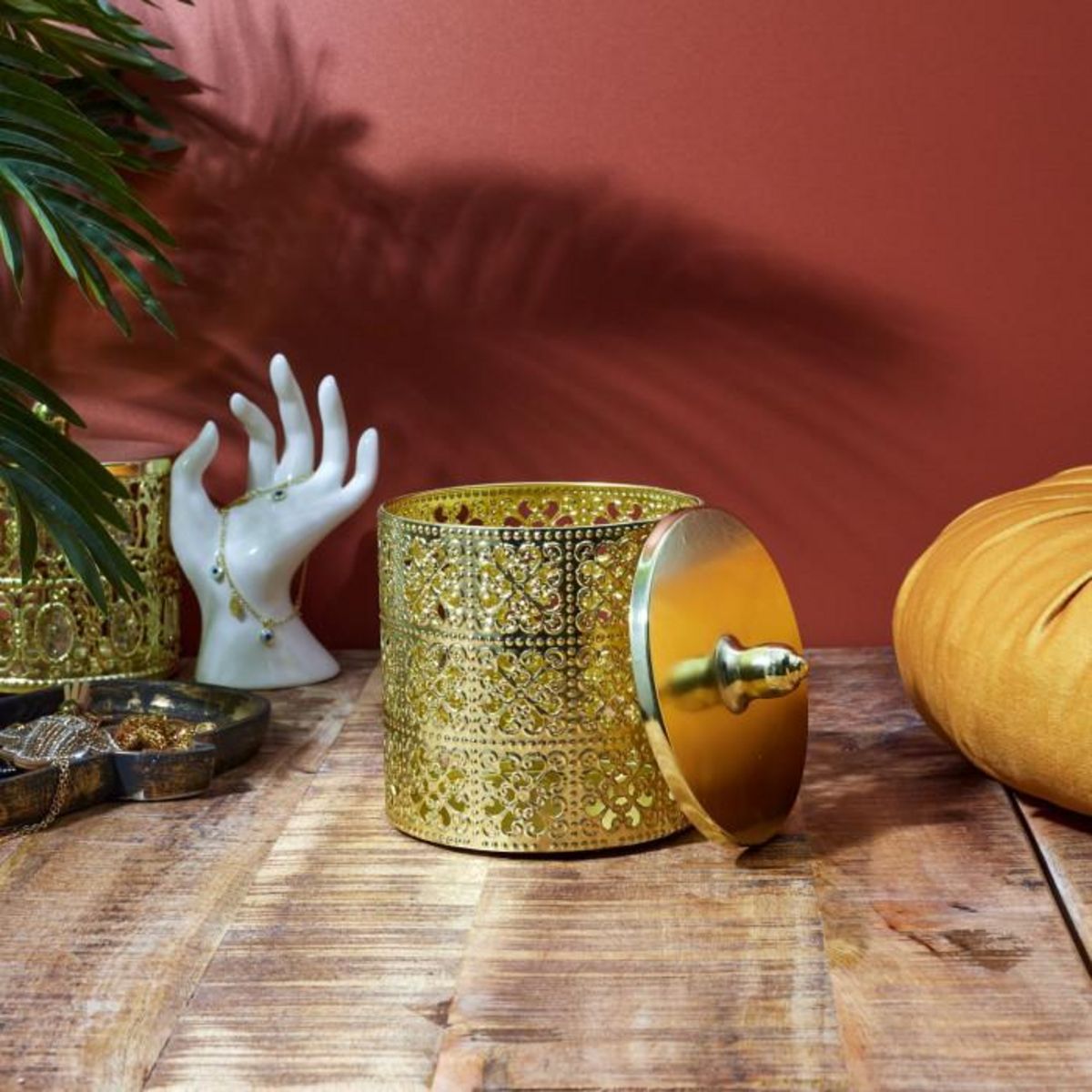 Paris Prix Boîte Déco en Métal  Ajourée  14cm Doré