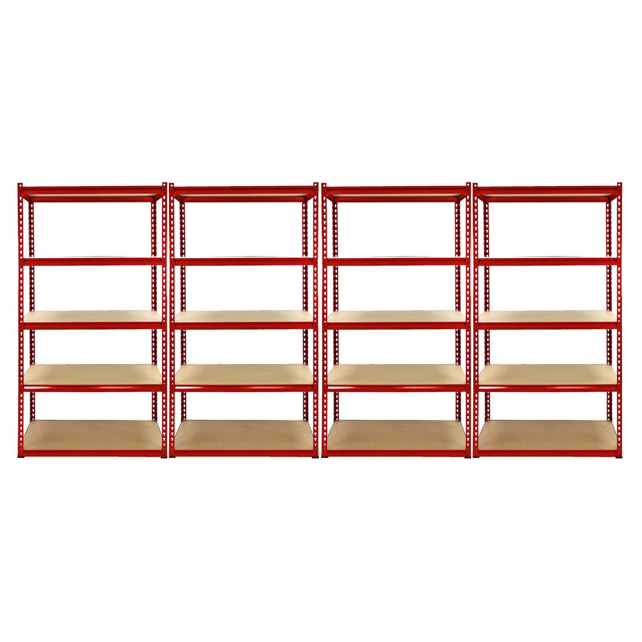 Voir la diapositive 3 : MONSTER RACKING Lot de 1 rayonnage d'angle z-rax en acier rouge & 4 rayonnages z-rax 90cm x 45cm x 183cm