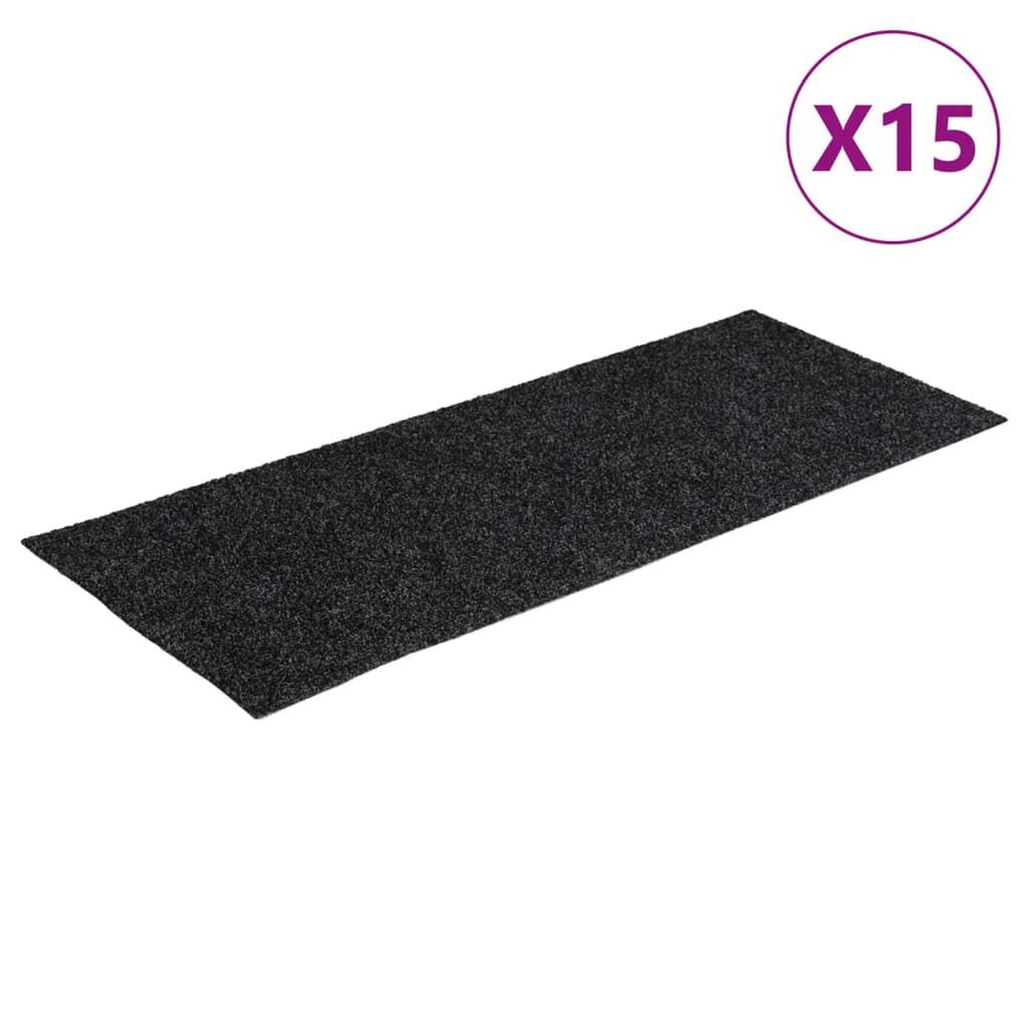 Voir la diapositive 2 : VIDAXL Tapis d'escalier autocollants Rectangulaire 15 pcs 60x25cm Gris