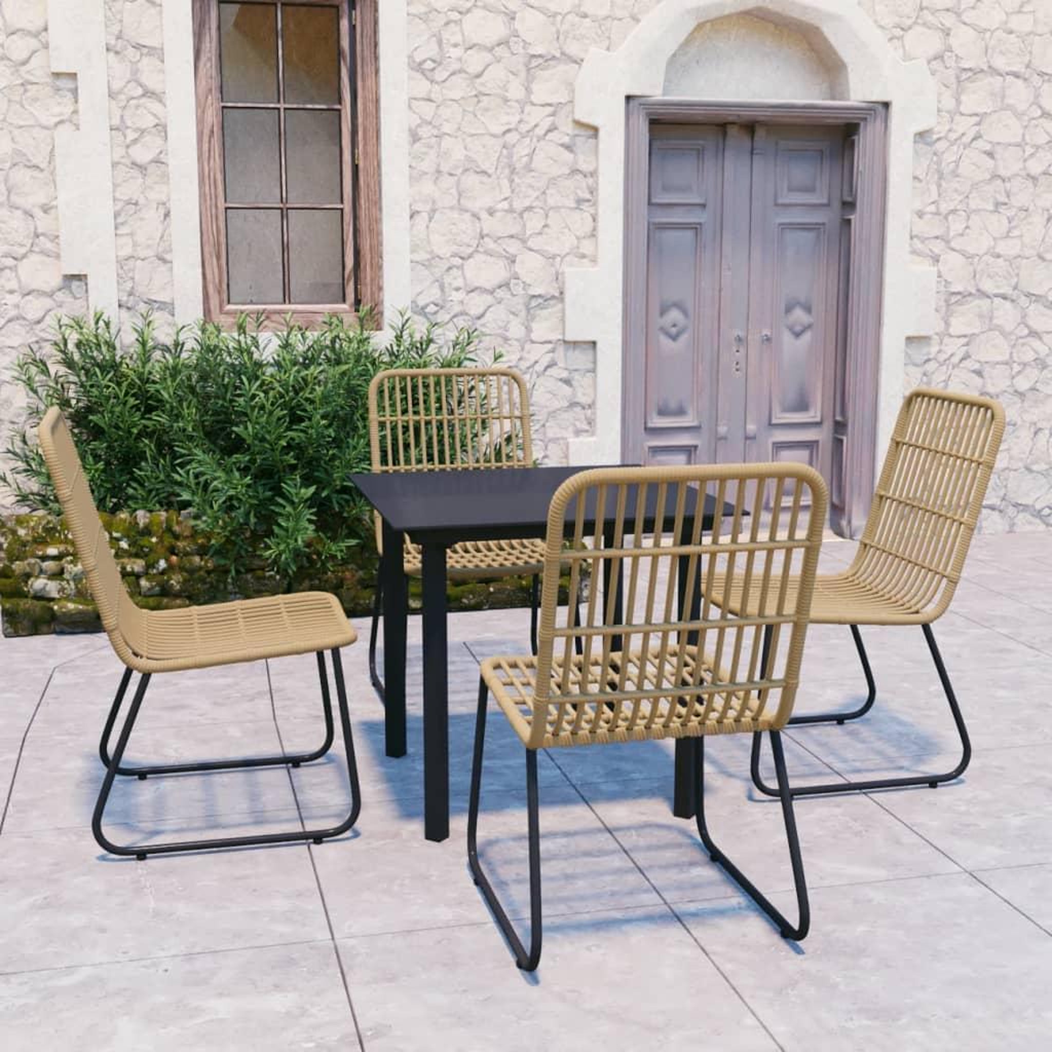 Voir la diapositive 1 : VIDAXL Ensemble a manger d'exterieur 5 pcs resine tressee et verre