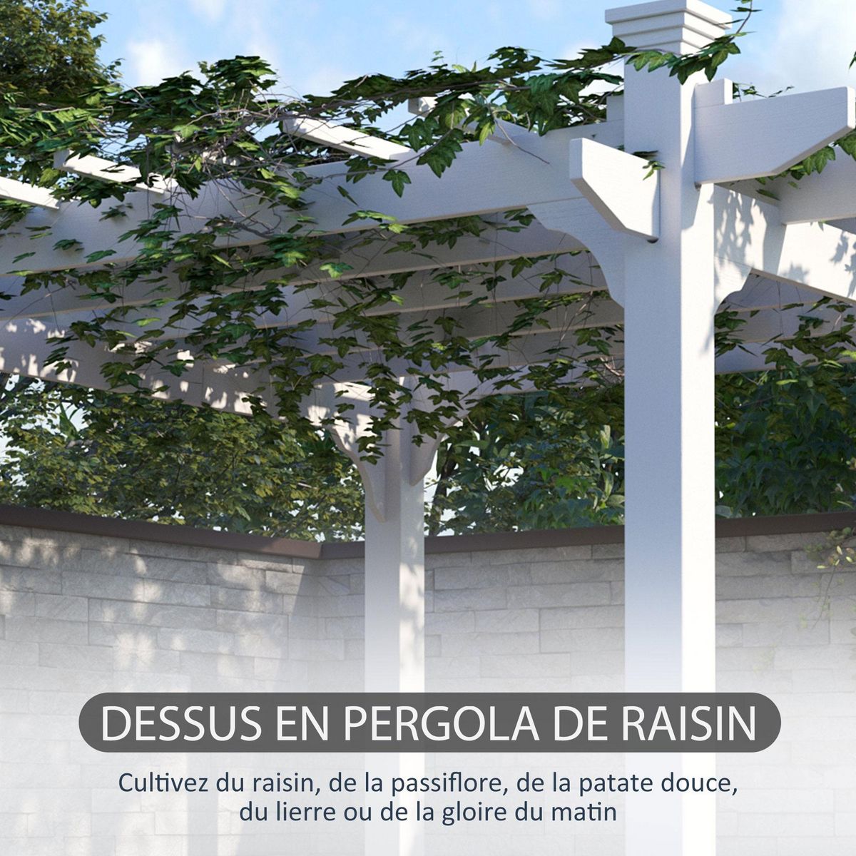 OUTSUNNY Pergola autoportante style contemporain - Toit terrasse à décorer - dim. 2,3L x 2,3l x 2,3H m - bois sapin blanc