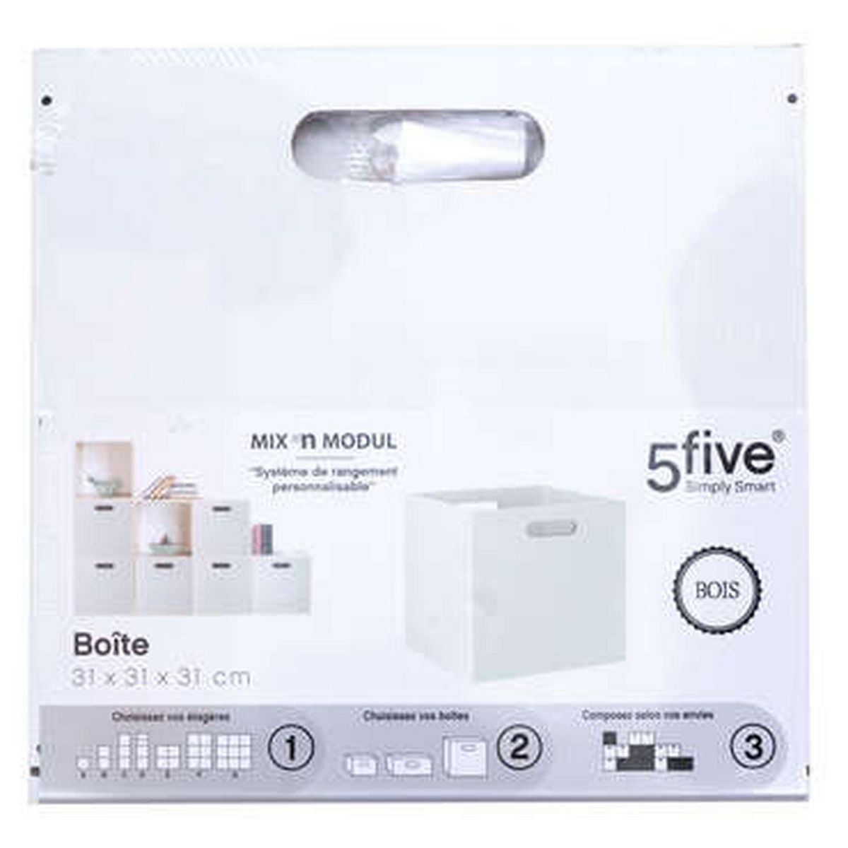 Boite panier de rangement en bois pour étagère 31 x 31 cm  Mix n' modul