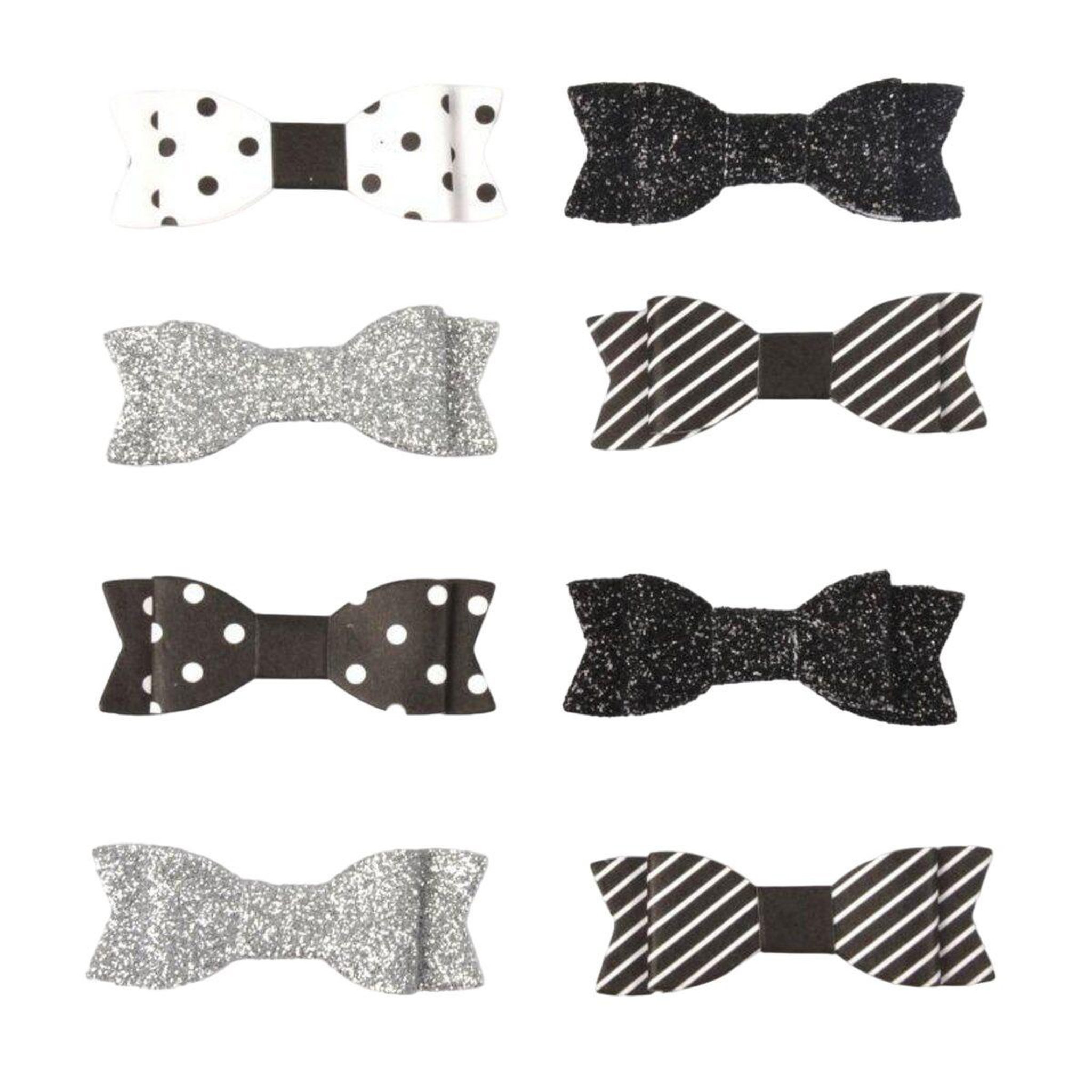HOMEA Lot de 8 stickers  nœud paillettes  11cm noir