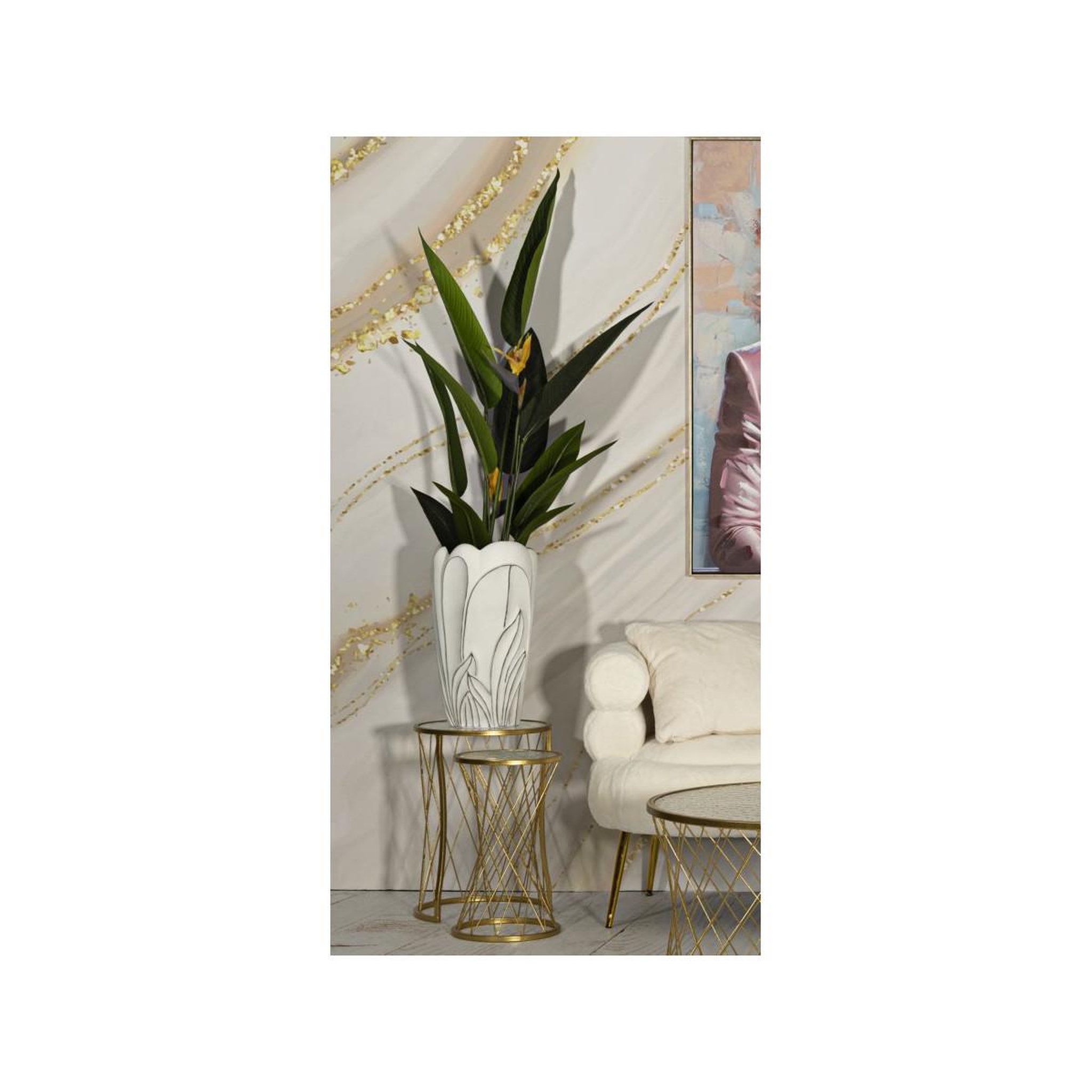 Voir la diapositive 5 : Paris Prix Vase déco en résine  gardy  48cm blanc